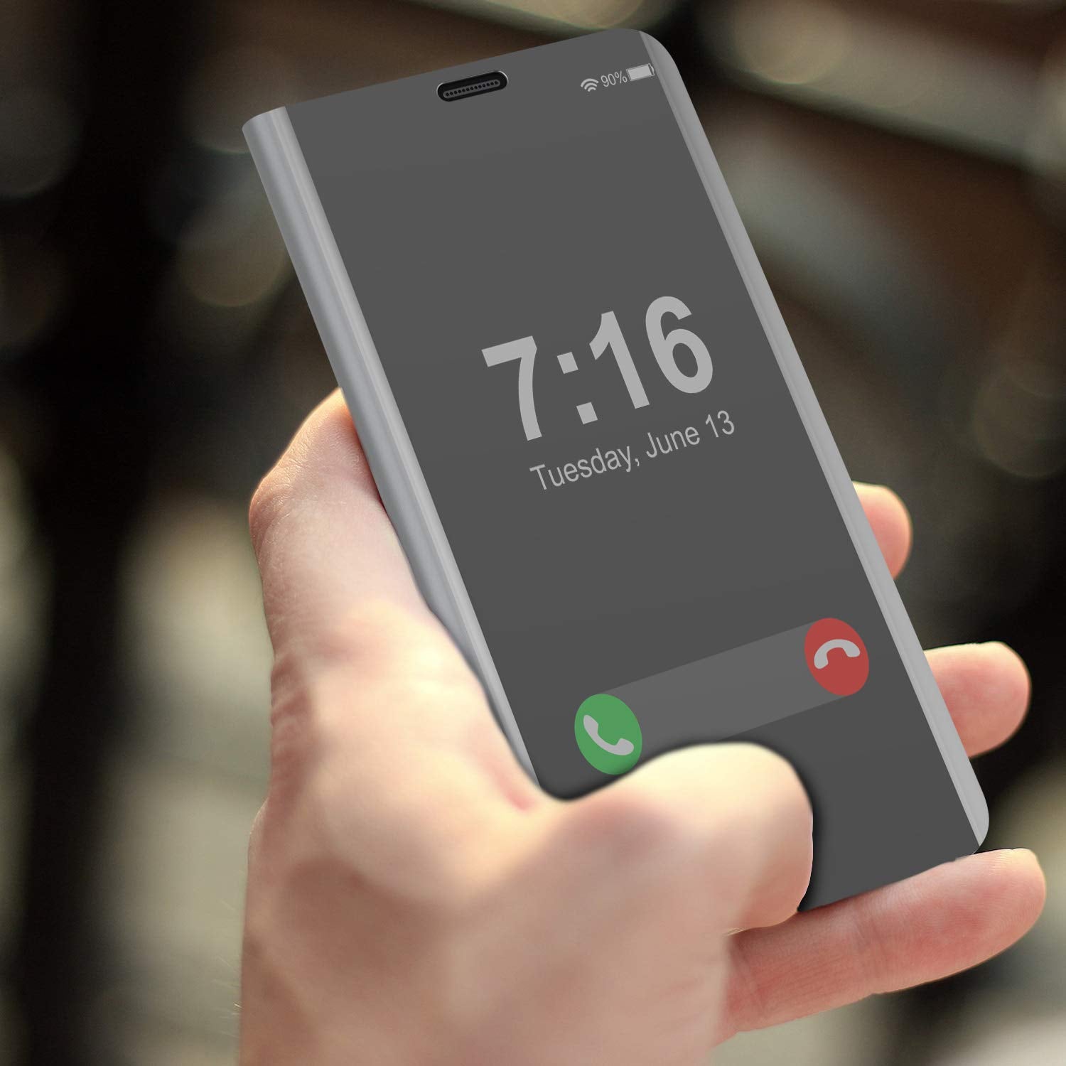 Punkcase S8 Plus Reflector Case Protective Flip Cover [Silver]