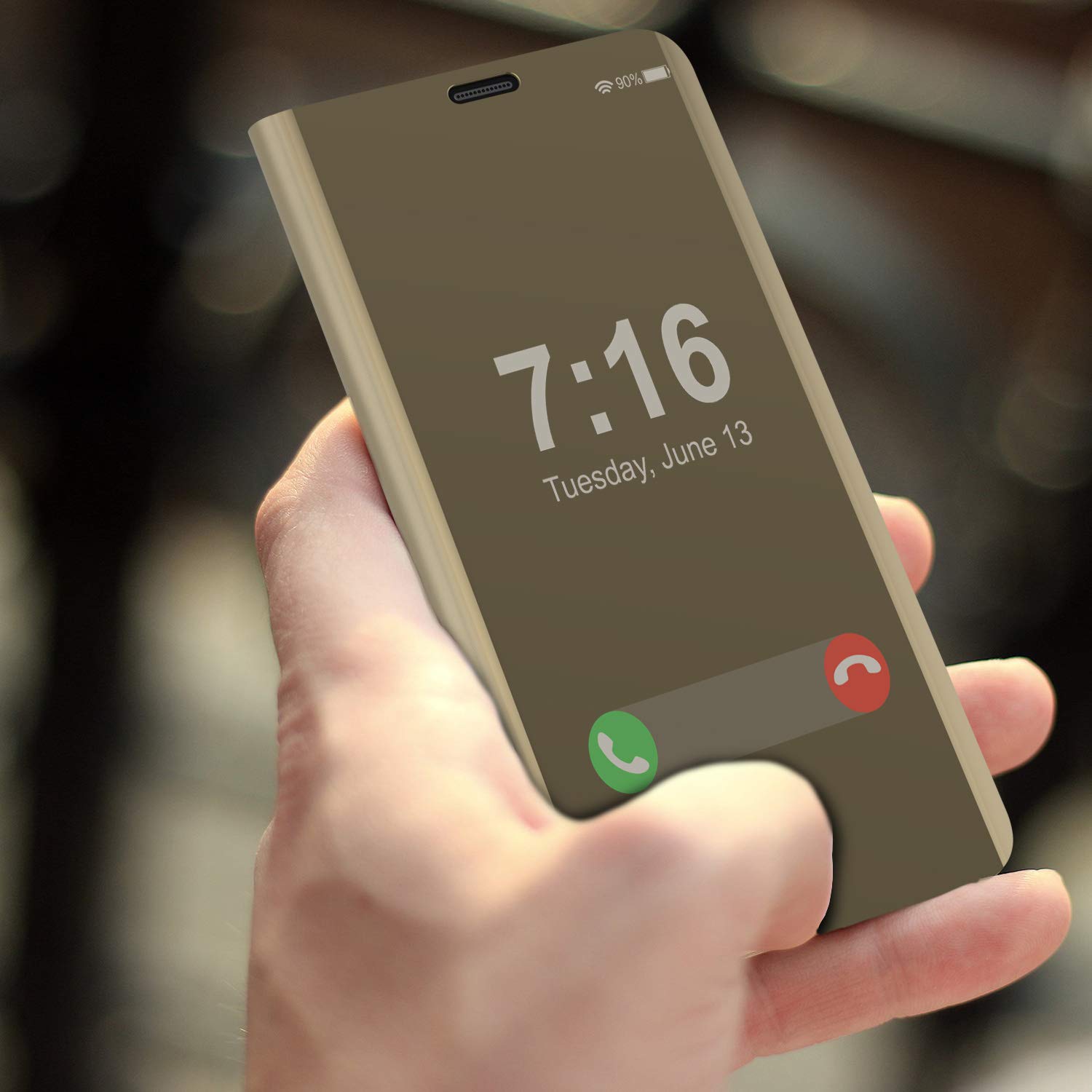 Punkcase S8 Plus Reflector Case Protective Flip Cover [Gold]