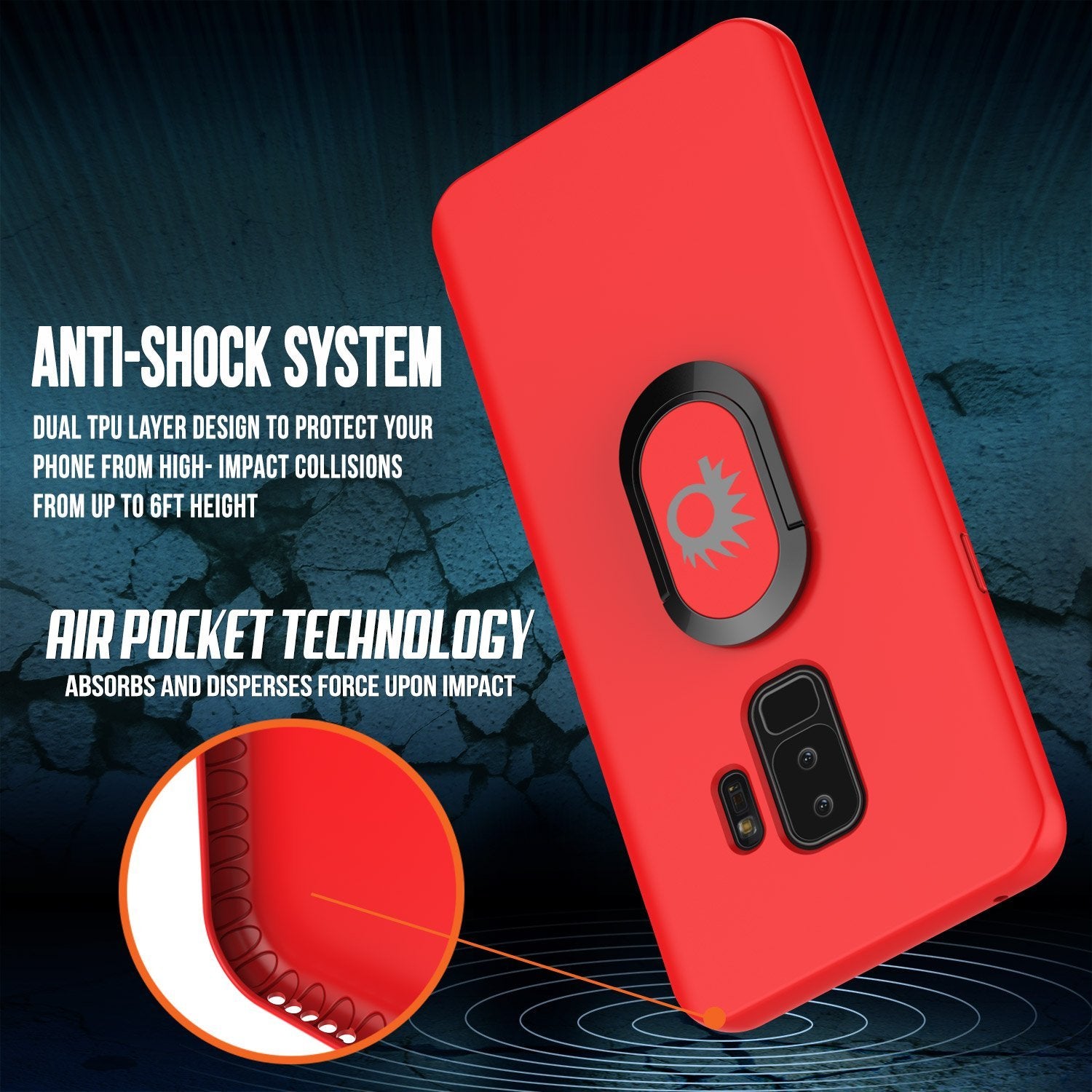 Galaxy S9 Plus, Punkcase Magnetix Protective TPU Cover W/ Kickstand, Sceen Protector[Red]