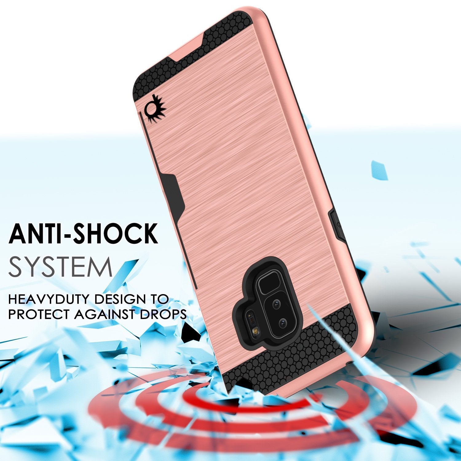 Galaxy S9 Plus Case, PUNKcase [SLOT Series] [Slim Fit] Dual-Layer Armor Rose Gold Cover