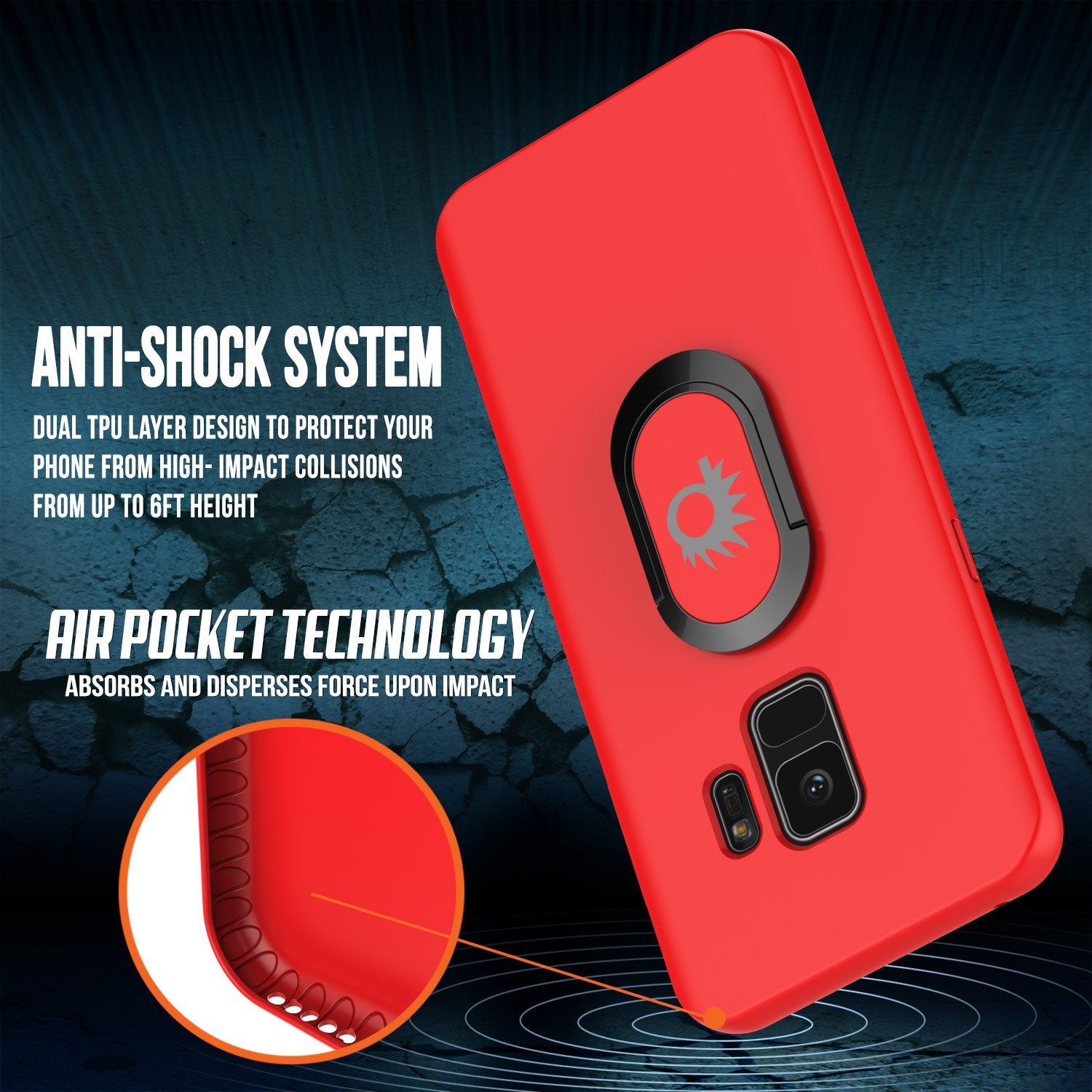 Galaxy S9 Case, Punkcase Magnetix Protective TPU Cover W/ Kickstand, Sceen Protector[Red]