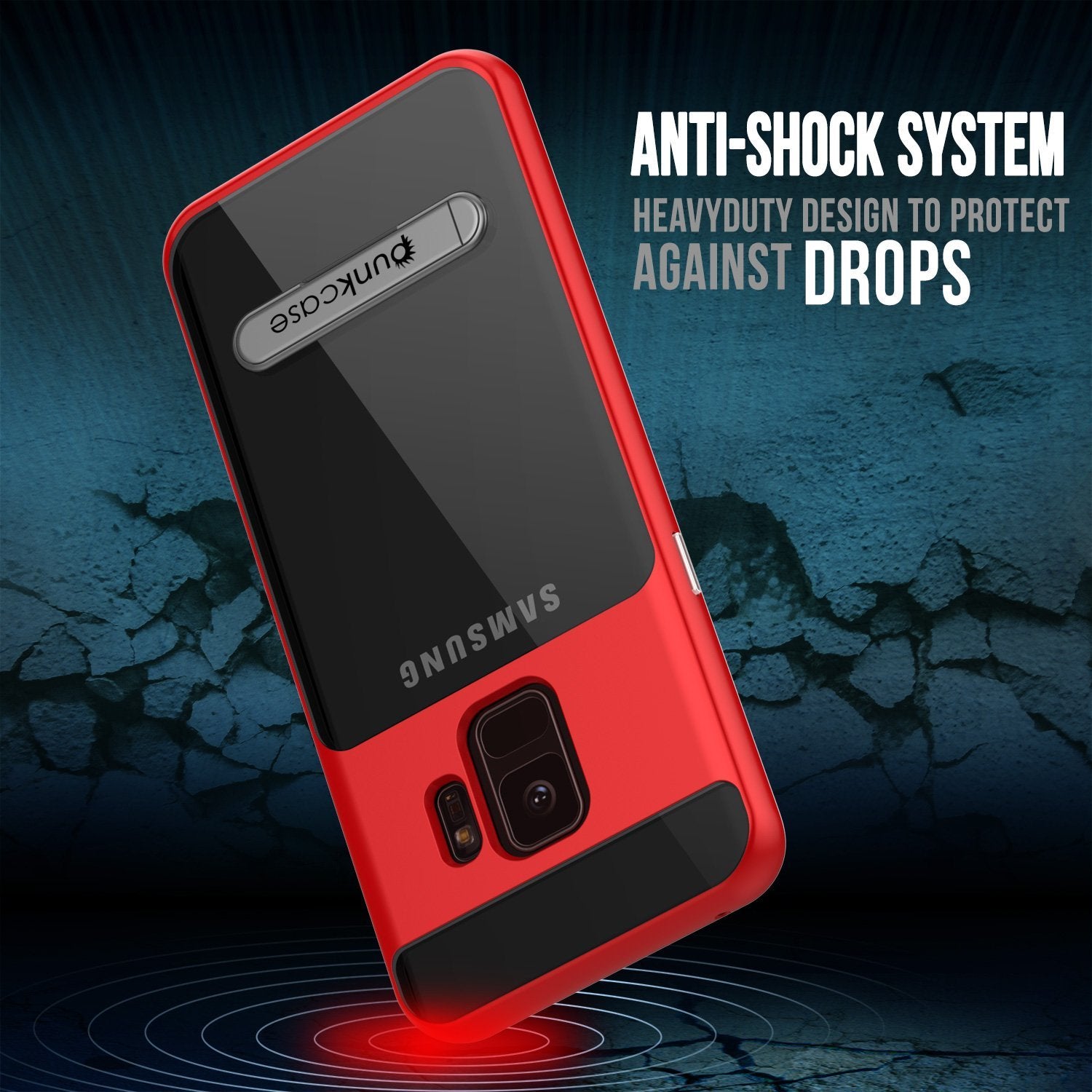 Galaxy S9 Case, PUNKcase [LUCID 3.0 Series] [Slim Fit] Armor Cover w/ Integrated Screen Protector [Red]