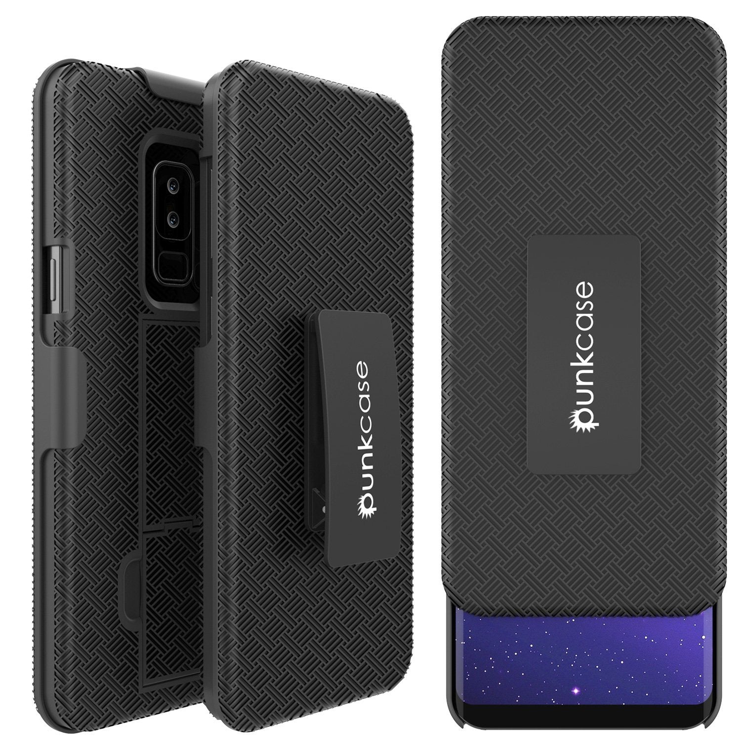 Punkcase Galaxy S9 PLUS Case With Screen Protector, Holster Belt Clip [Black]