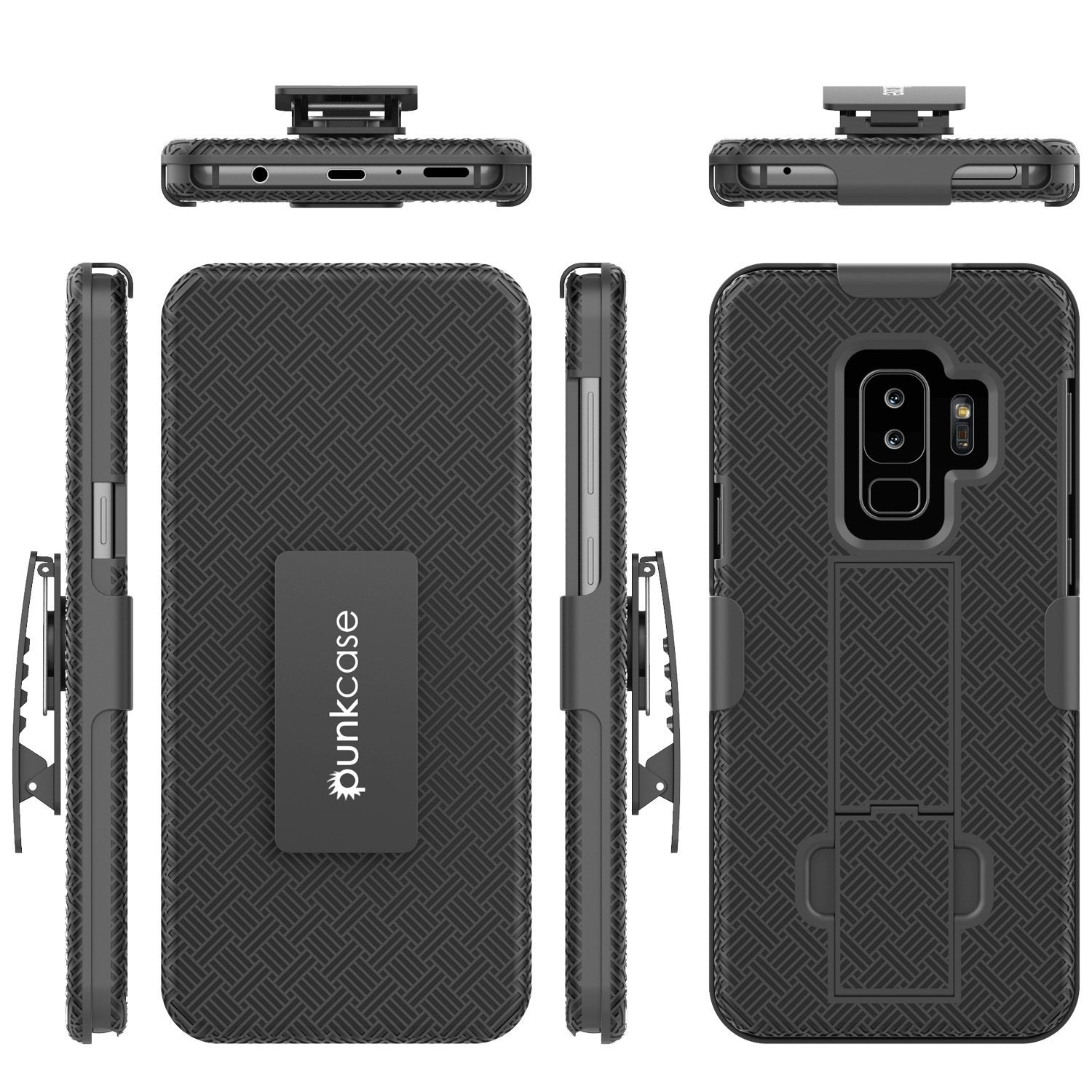 Punkcase Galaxy S9 PLUS Case With Screen Protector, Holster Belt Clip [Black]