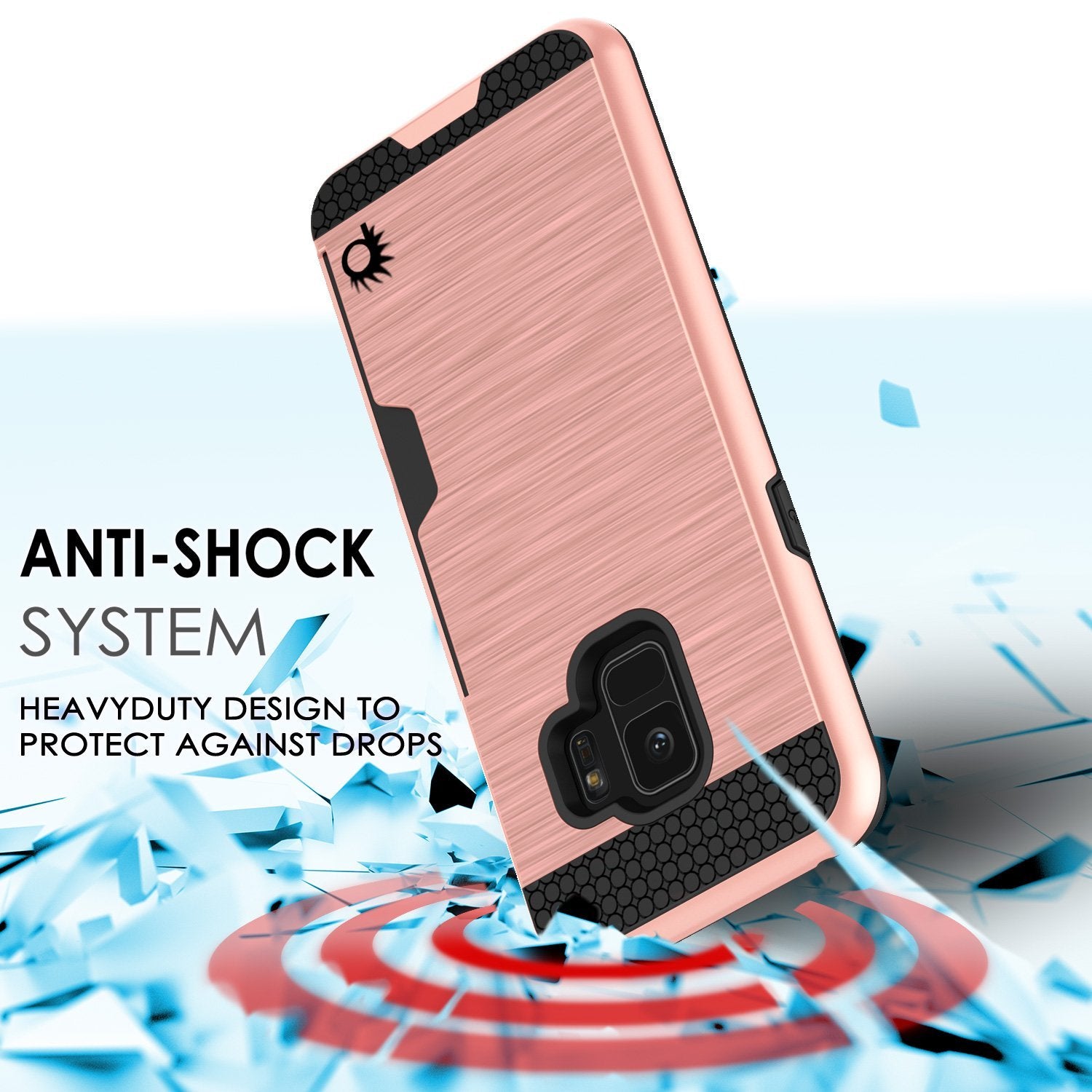 Galaxy S9 Case, PUNKcase [SLOT Series] [Slim Fit] Dual-Layer Armor Cover w/Integrated Anti-Shock System, Credit Card Slot [Rose Gold]