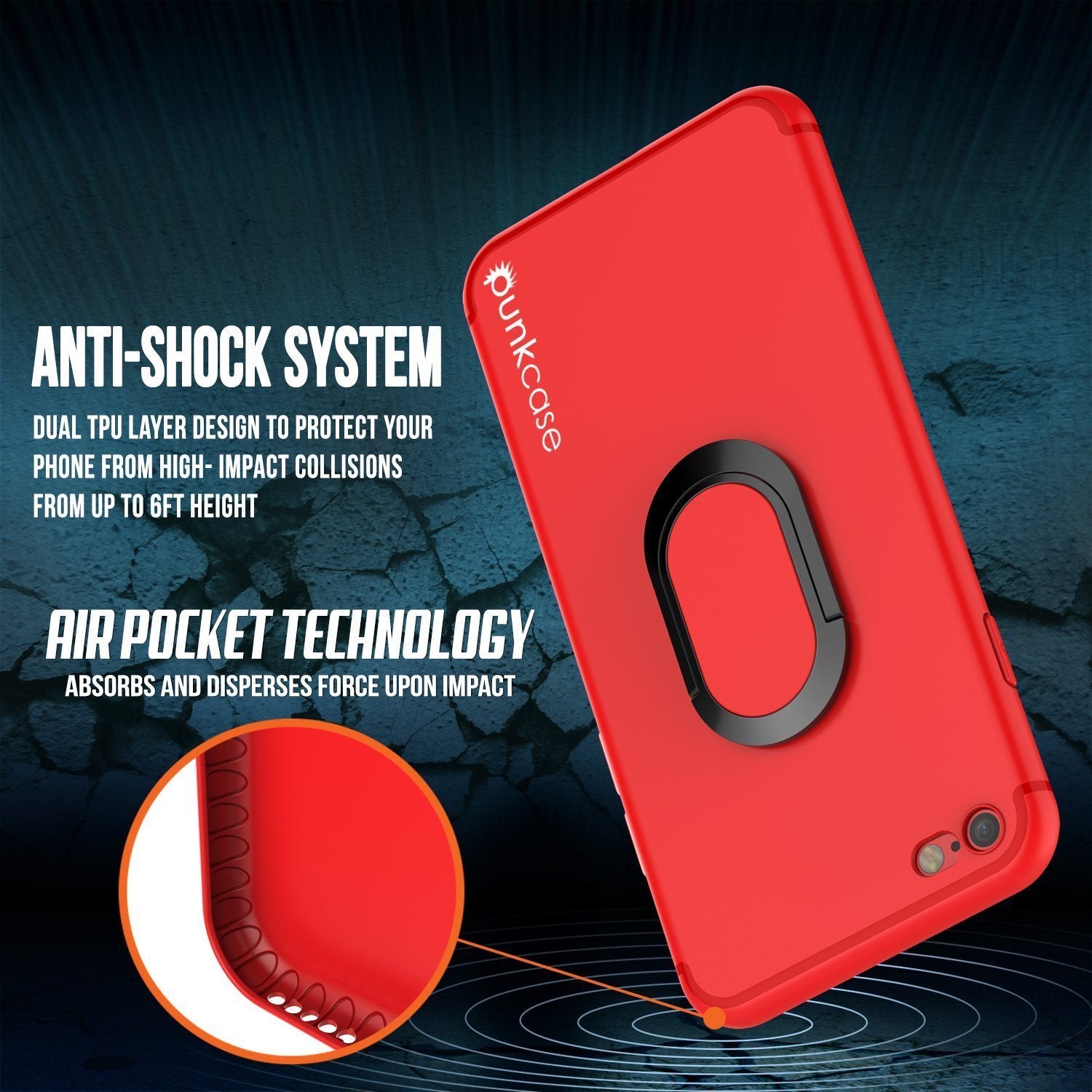 iPhone SE (4.7") Case, Punkcase Magnetix Protective TPU Cover W/ Kickstand, Tempered Glass Screen Protector [Red]