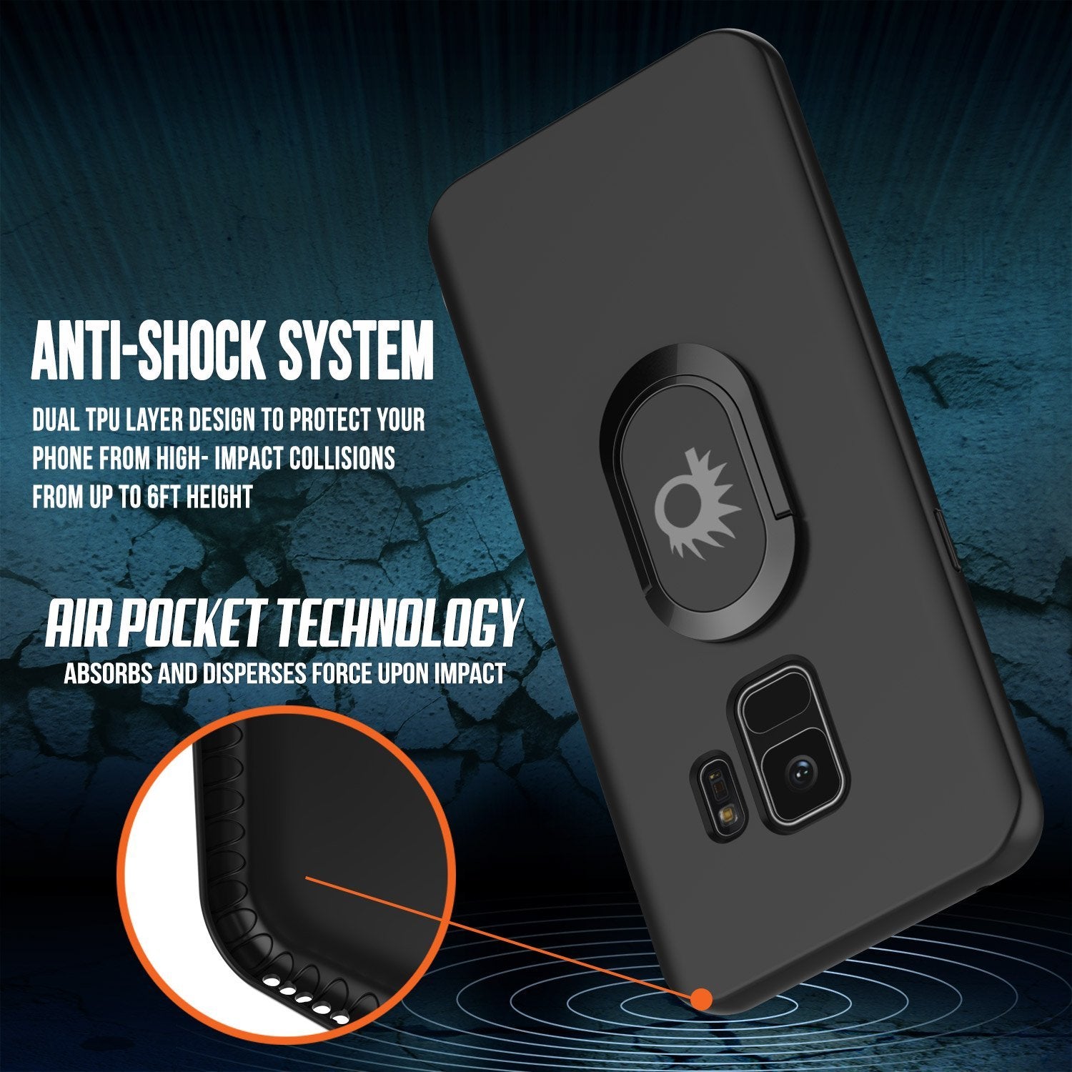 Galaxy S9 Case, Punkcase Magnetix Protective TPU Cover W/ Kickstand, Sceen Protector[Black]