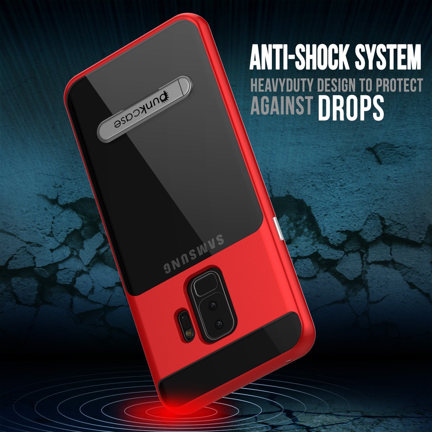 Galaxy S9+ Plus Case Punkcase Lucid 3.0 Series [Slim Fit] Red Armor Cover