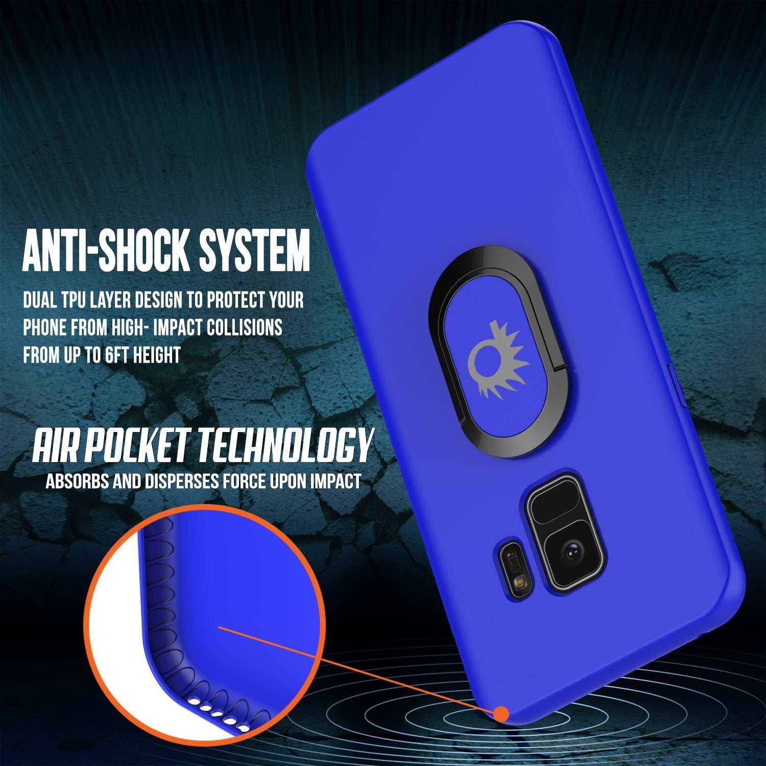 Galaxy S9 Case, Punkcase Magnetix Protective TPU Cover W/ Kickstand, Sceen Protector[Blue]