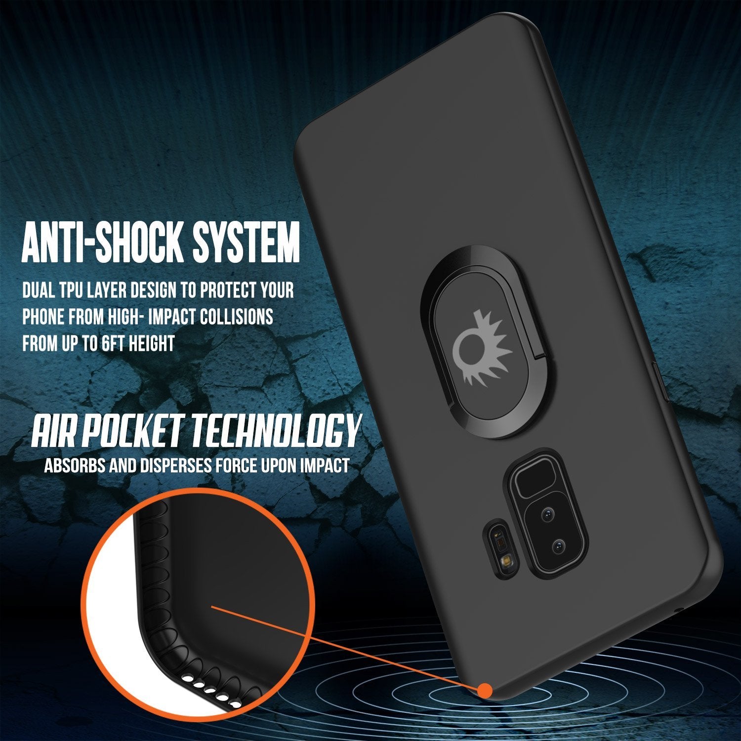 Galaxy S9 Plus, Punkcase Magnetix Protective TPU Cover W/ Kickstand, Sceen Protector[Black]