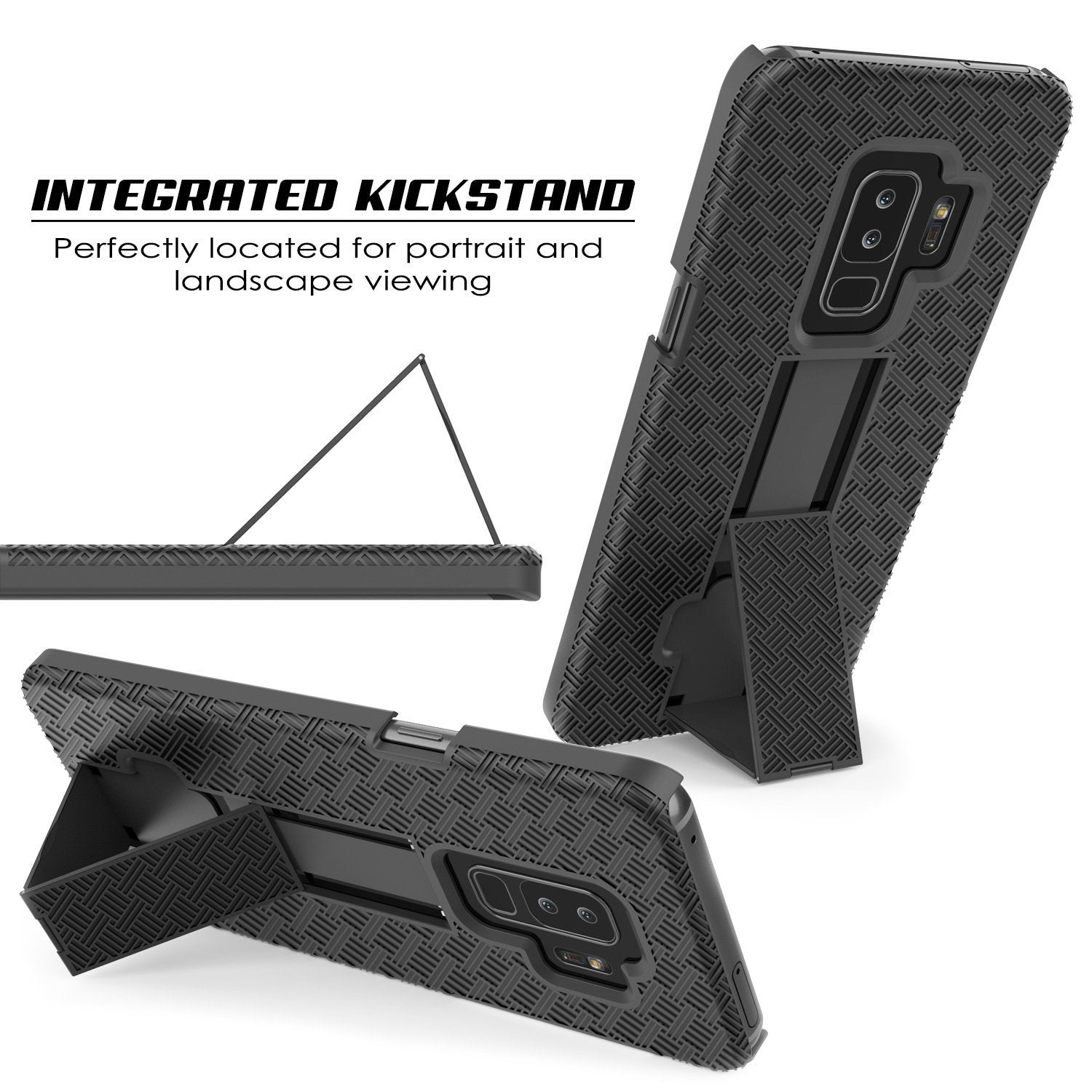 Punkcase Galaxy S9 PLUS Case With Screen Protector, Holster Belt Clip [Black]