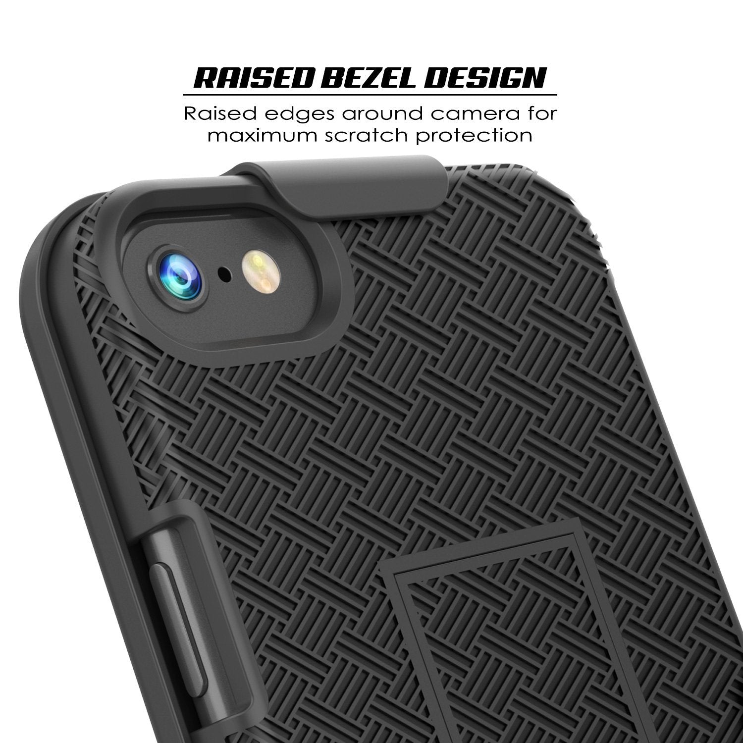 Punkcase iPhone 8 / 7 Case With Tempered Glass Screen Protector, Holster Belt Clip & Built-In Kickstand [Black]