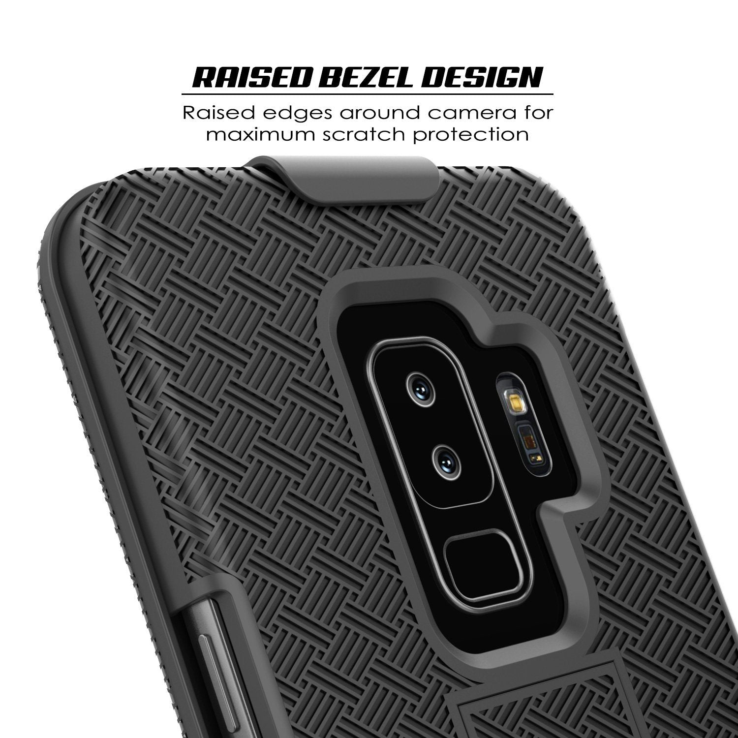 Punkcase Galaxy S9 PLUS Case With Screen Protector, Holster Belt Clip [Black]