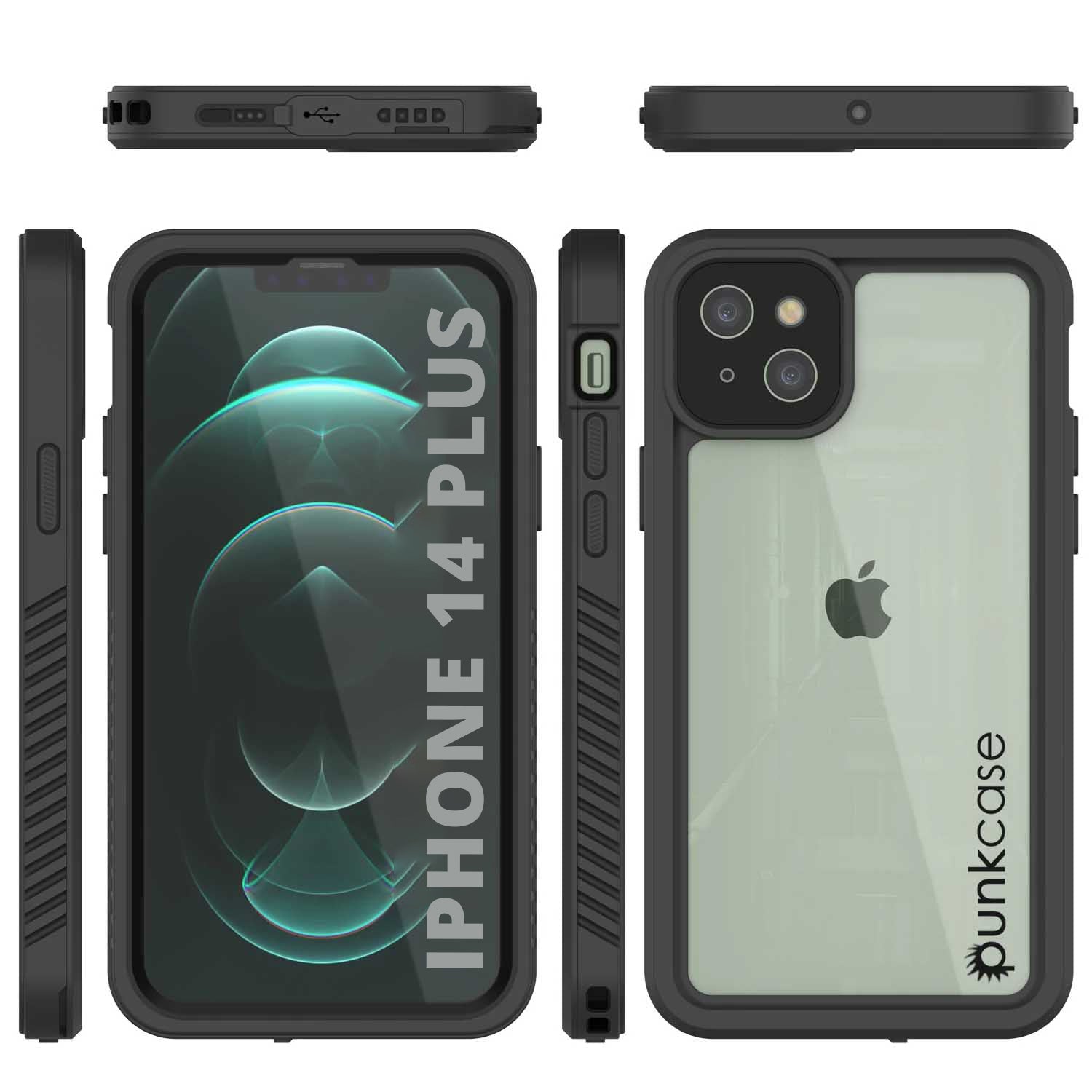 iPhone 14 Plus Waterproof Case, Punkcase [Extreme Series] Armor Cover W/ Built In Screen Protector [Black]