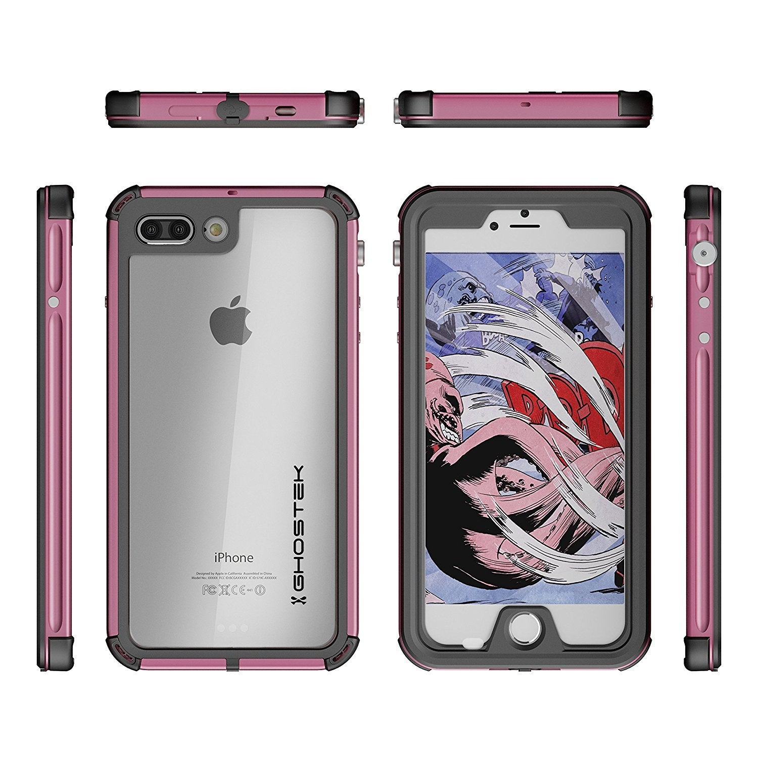 iPhone 8+ Plus Waterproof Case, Ghostek® Atomic 3.0 Pink Series
