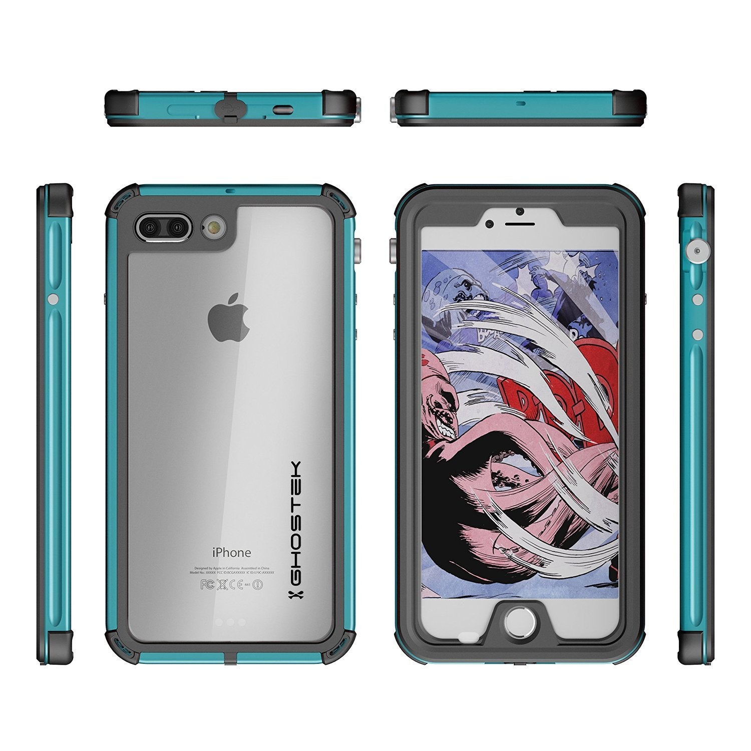 iPhone 8+ Plus Waterproof Case, Ghostek® Atomic 3.0 Teal Series