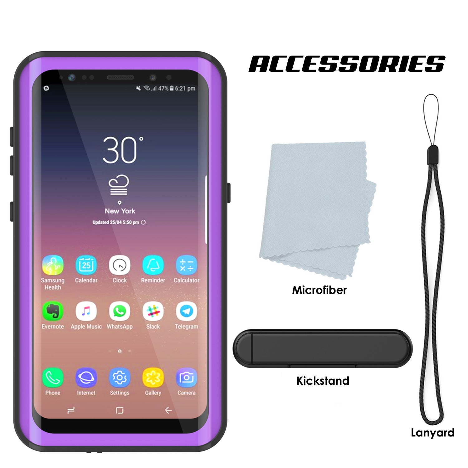 Galaxy S9 Waterproof Case PunkCase StudStar Purple Thin 6.6ft Underwater IP68 Shock/Snow Proof