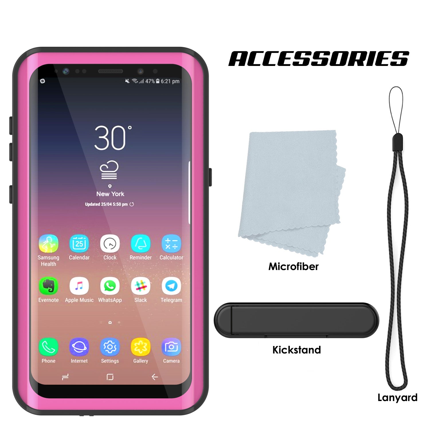 Galaxy S9 Plus Waterproof Case PunkCase StudStar Pink Thin 6.6ft Underwater IP68 Shock/Snow Proof