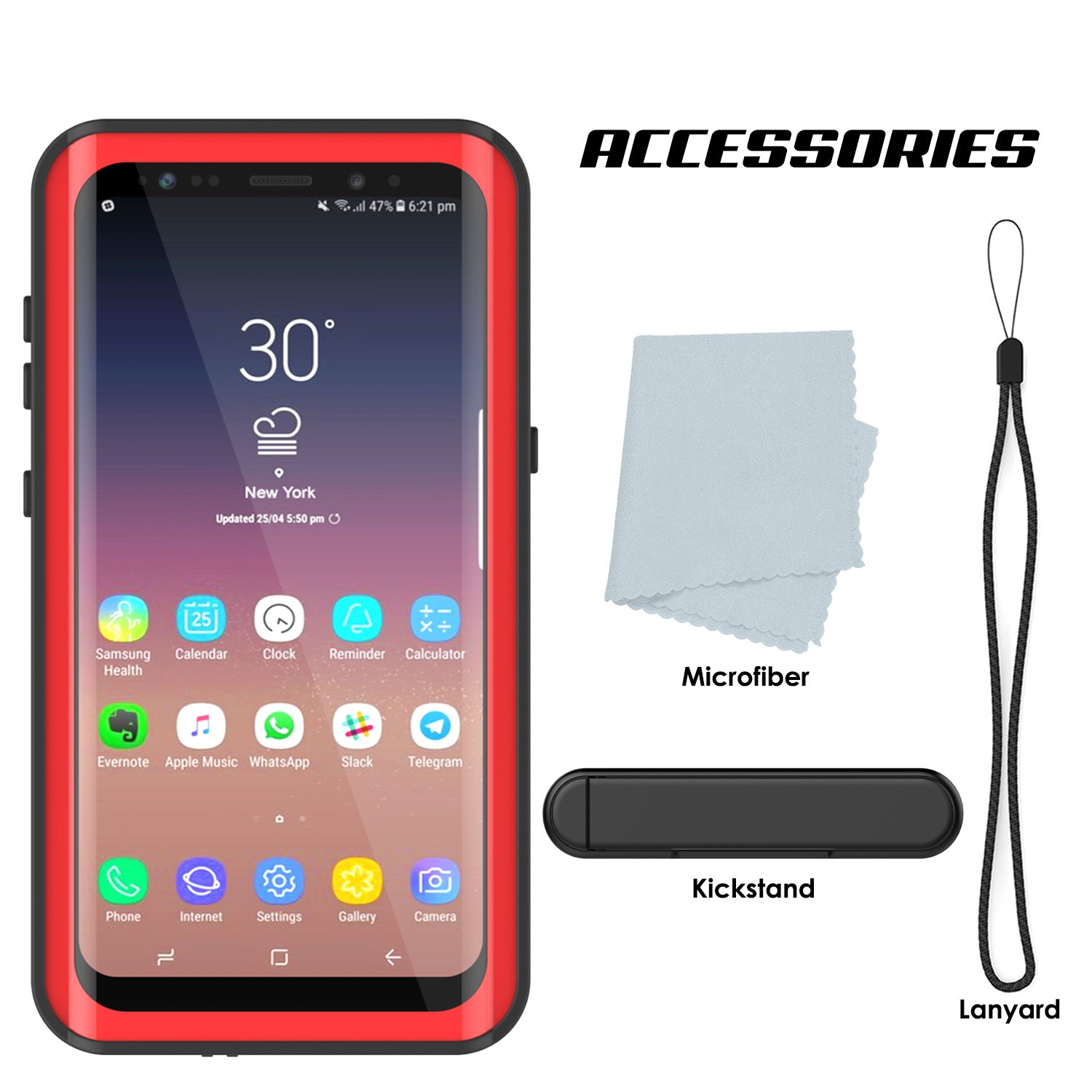 Galaxy S9 Plus Waterproof Case PunkCase StudStar Red Thin 6.6ft Underwater IP68 Shock/Snow Proof