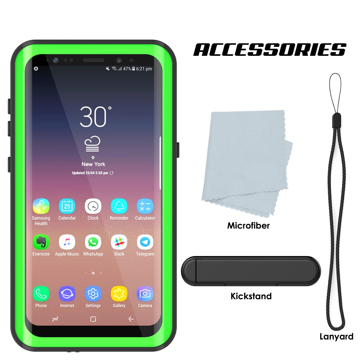 Galaxy S9 Plus Waterproof Case PunkCase StudStar Light Green Thin 6.6ft Underwater IP68 ShockProof
