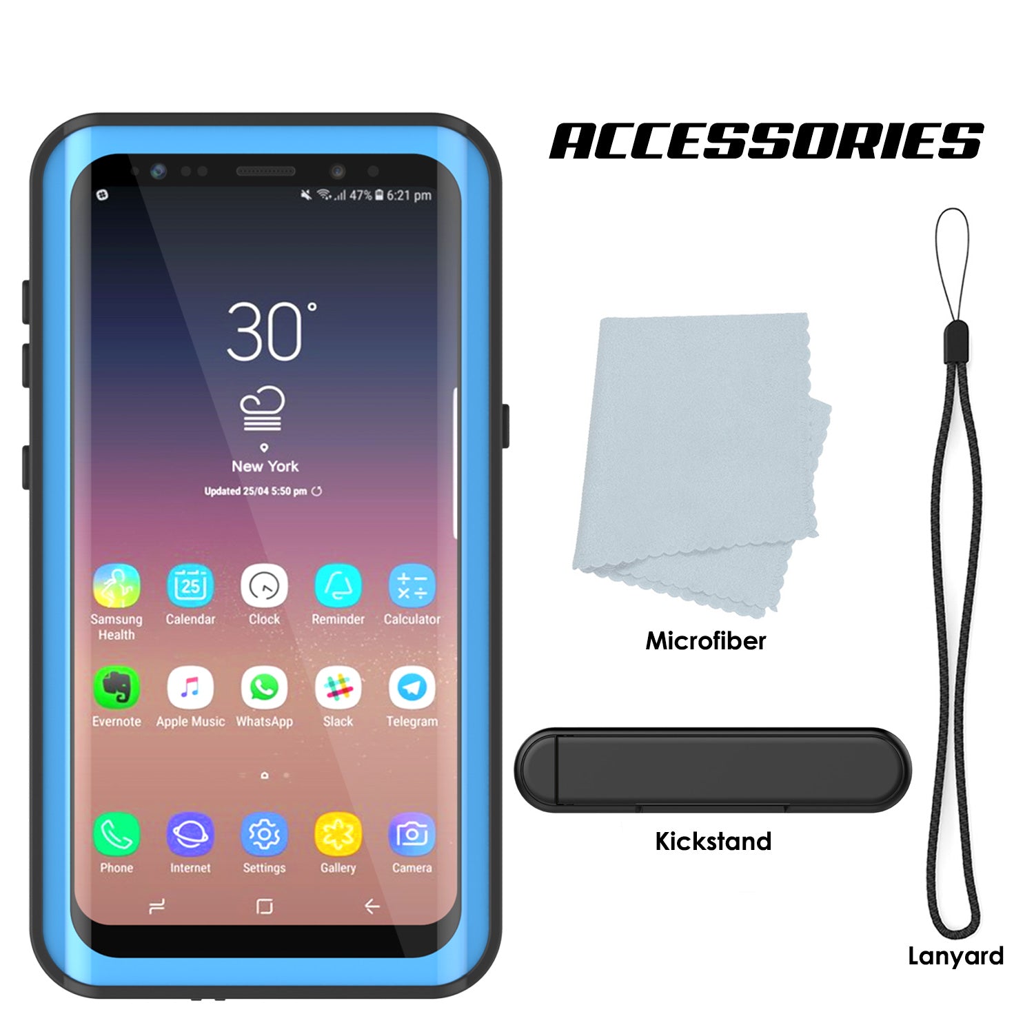 Galaxy S9 Plus Waterproof Case PunkCase StudStar Light Blue Thin 6.6ft Underwater IP68 ShockProof
