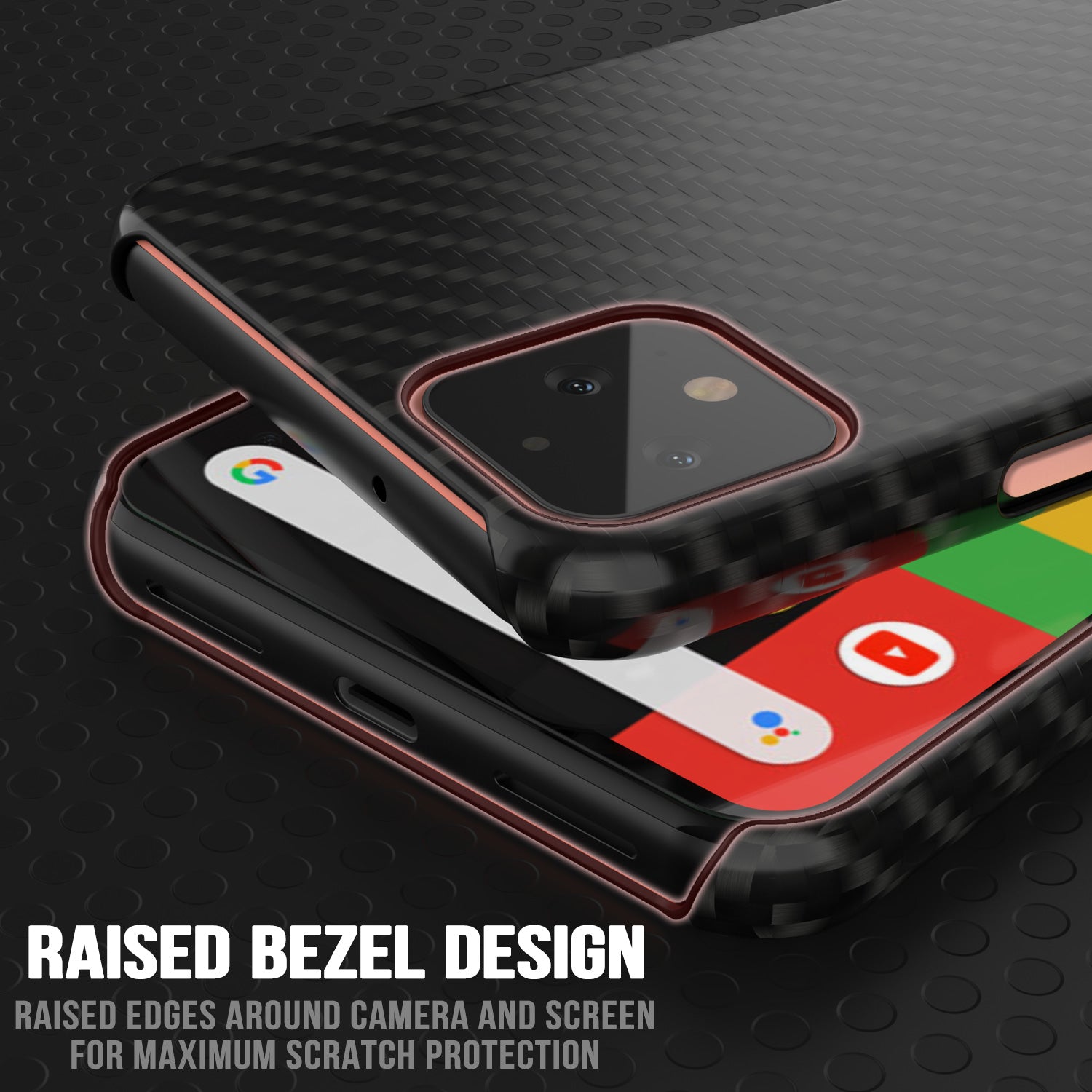 Google Pixel 4 CarbonShield Heavy Duty & Ultra Thin Leather Cover