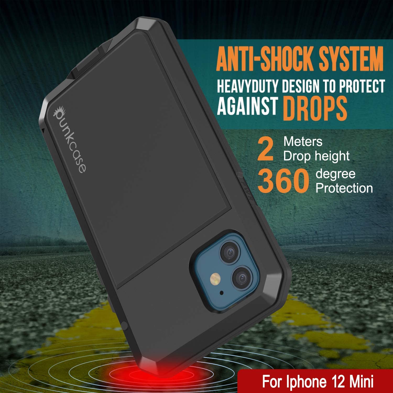 iPhone 12 Mini Metal Case, Heavy Duty Military Grade Armor Cover [shock proof] Full Body Hard [Black]
