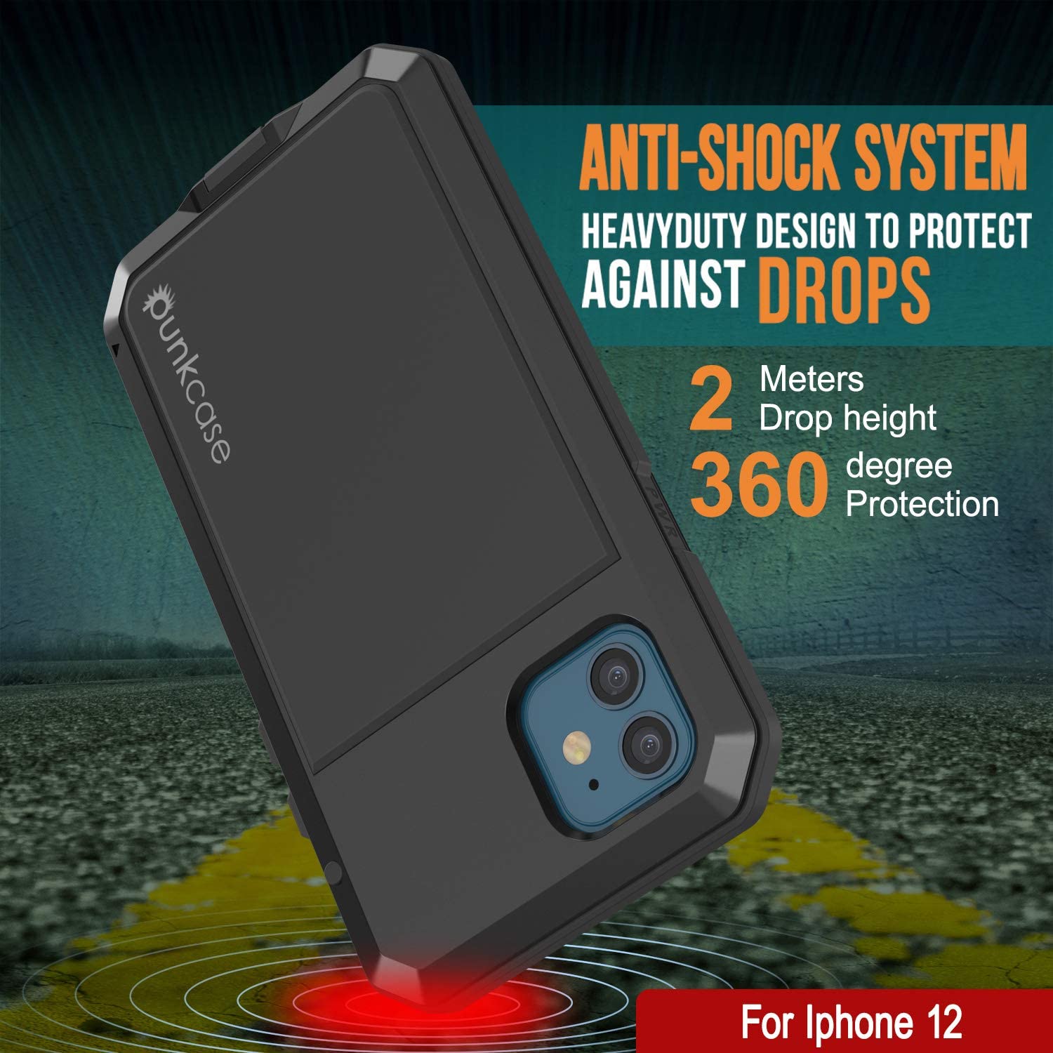iPhone 12 Metal Case, Heavy Duty Military Grade Armor Cover [shock proof] Full Body Hard [Black]