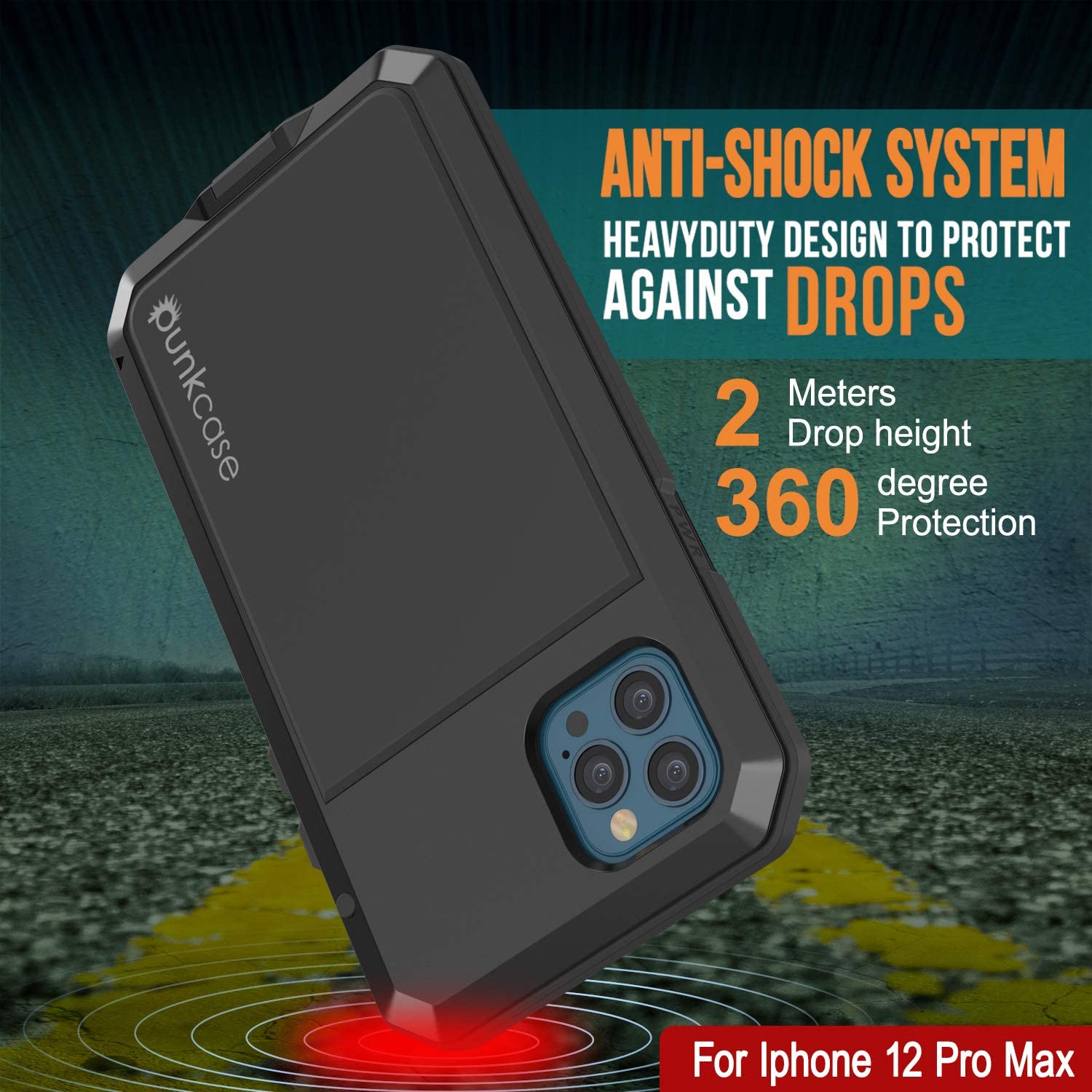 iPhone 12 Pro Max Metal Case, Heavy Duty Military Grade Armor Cover [shock proof] Full Body Hard [Black]