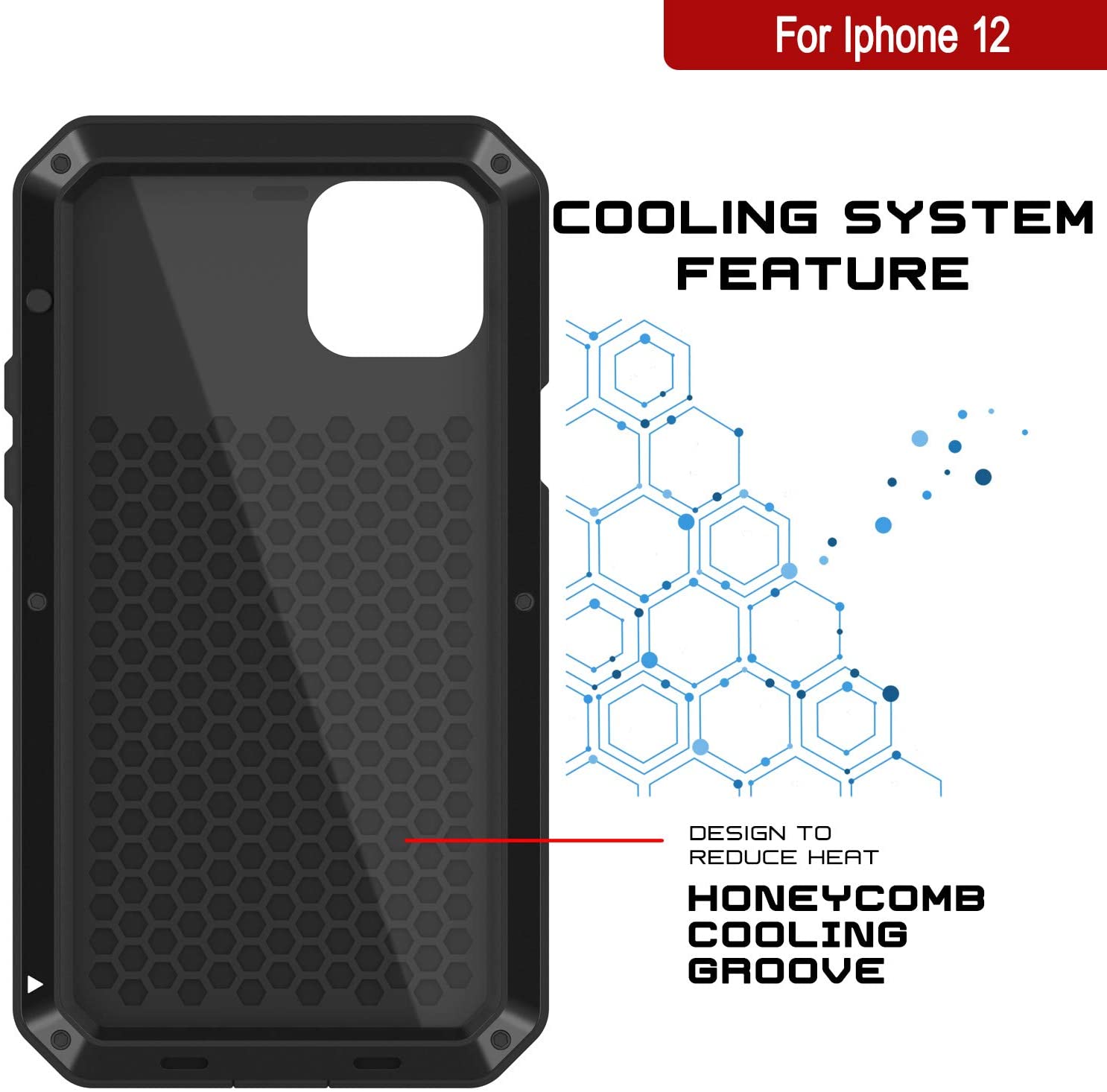 iPhone 12 Metal Case, Heavy Duty Military Grade Armor Cover [shock proof] Full Body Hard [Black]
