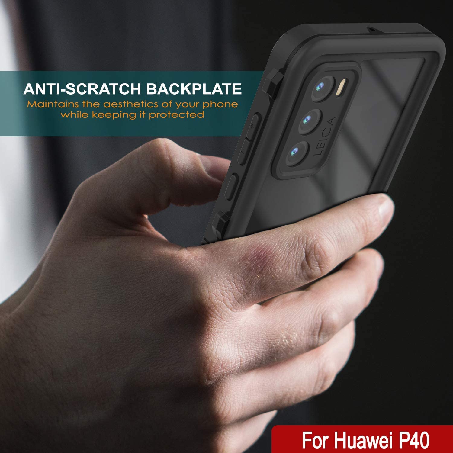 Huawei P40 Waterproof IP68 Case, Punkcase [Black] [StudStar Series] [Slim Fit]