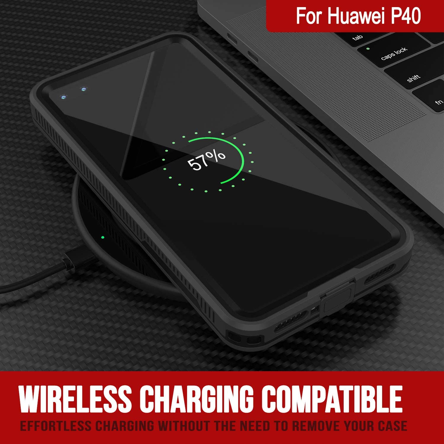 Huawei P40 Waterproof IP68 Case, Punkcase [Black] [StudStar Series] [Slim Fit]