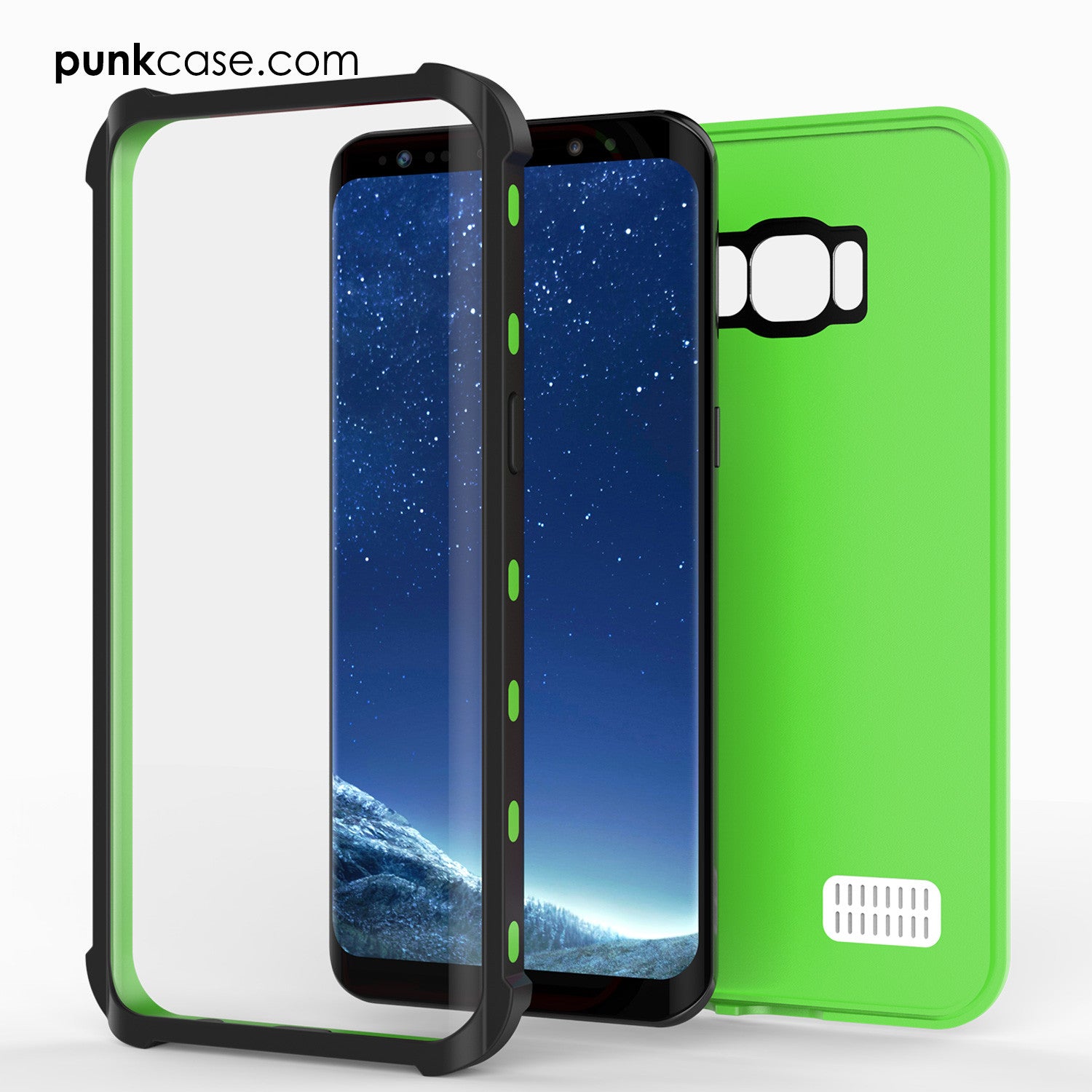 Galaxy S8 Waterproof Case, Punkcase [KickStud Series] [Slim Fit] [IP68 Certified] [Shockproof] [Snowproof] Armor Cover W/ Built-In Kickstand [GREEN]