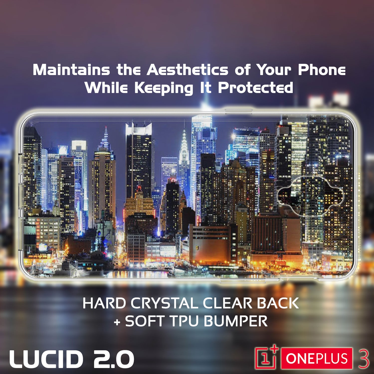OnePlus 3 Case Punkcase® LUCID 2.0 Clear Series w/ SHIELD GLASS Lifetime Warranty Exchange