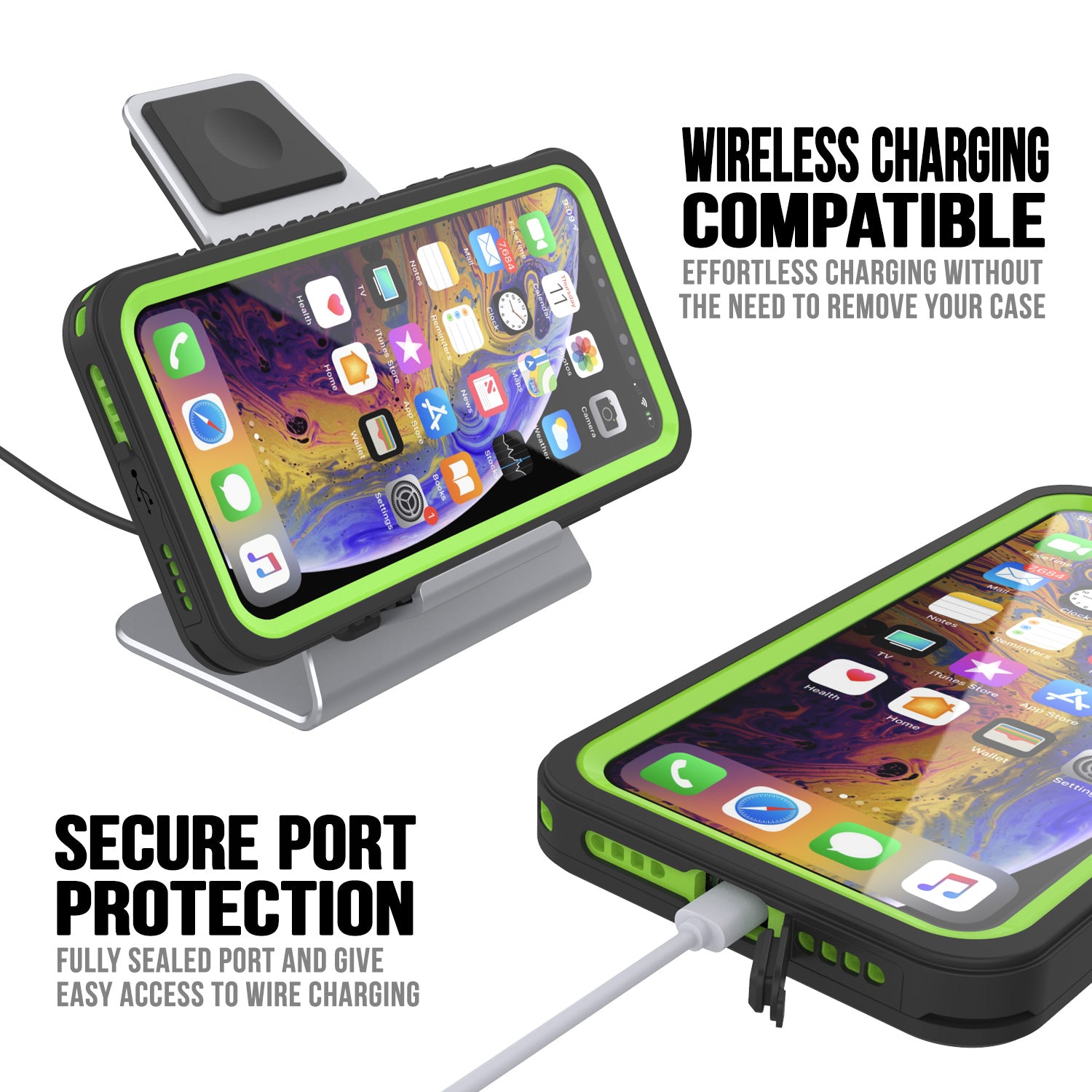 iPhone 11 Pro Max Waterproof Case, Punkcase [Extreme Series] Armor Cover W/ Built In Screen Protector [Light Green]