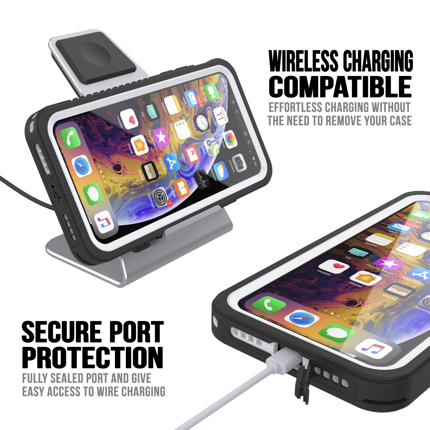 iPhone 11 Pro Max Waterproof Case, Punkcase [Extreme Series] Armor Cover W/ Built In Screen Protector [White]