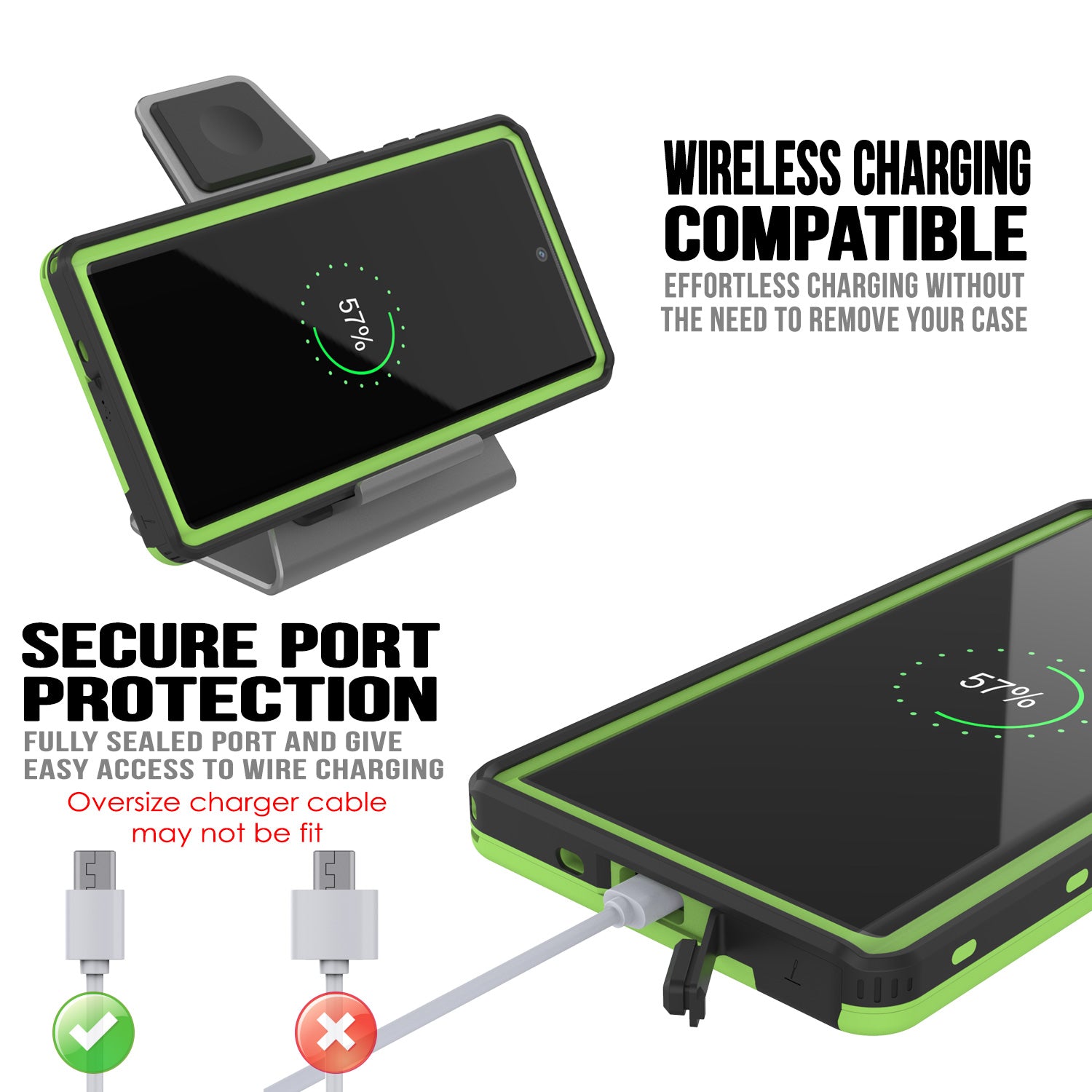 PunkCase Galaxy Note 10 Waterproof Case, [KickStud Series] Armor Cover [Light-Green]
