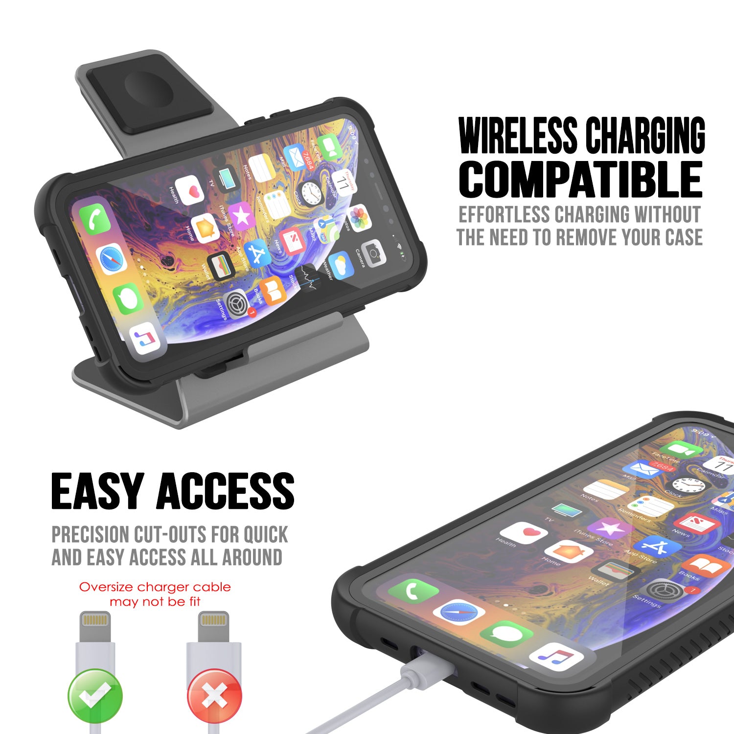 PunkCase iPhone 11 Case, [Spartan Series] Clear Rugged Heavy Duty Cover W/Built in Screen Protector [Black]