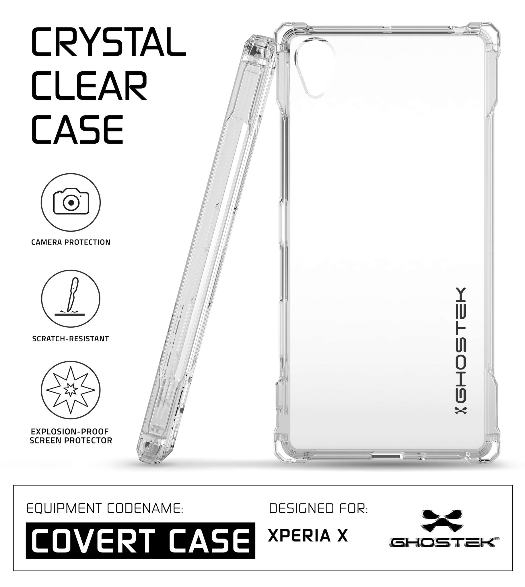 Xperia X Case, Ghostek® Covert Clear Series | Clear TPU | Warranty | Screen Protector | Ultra Fit