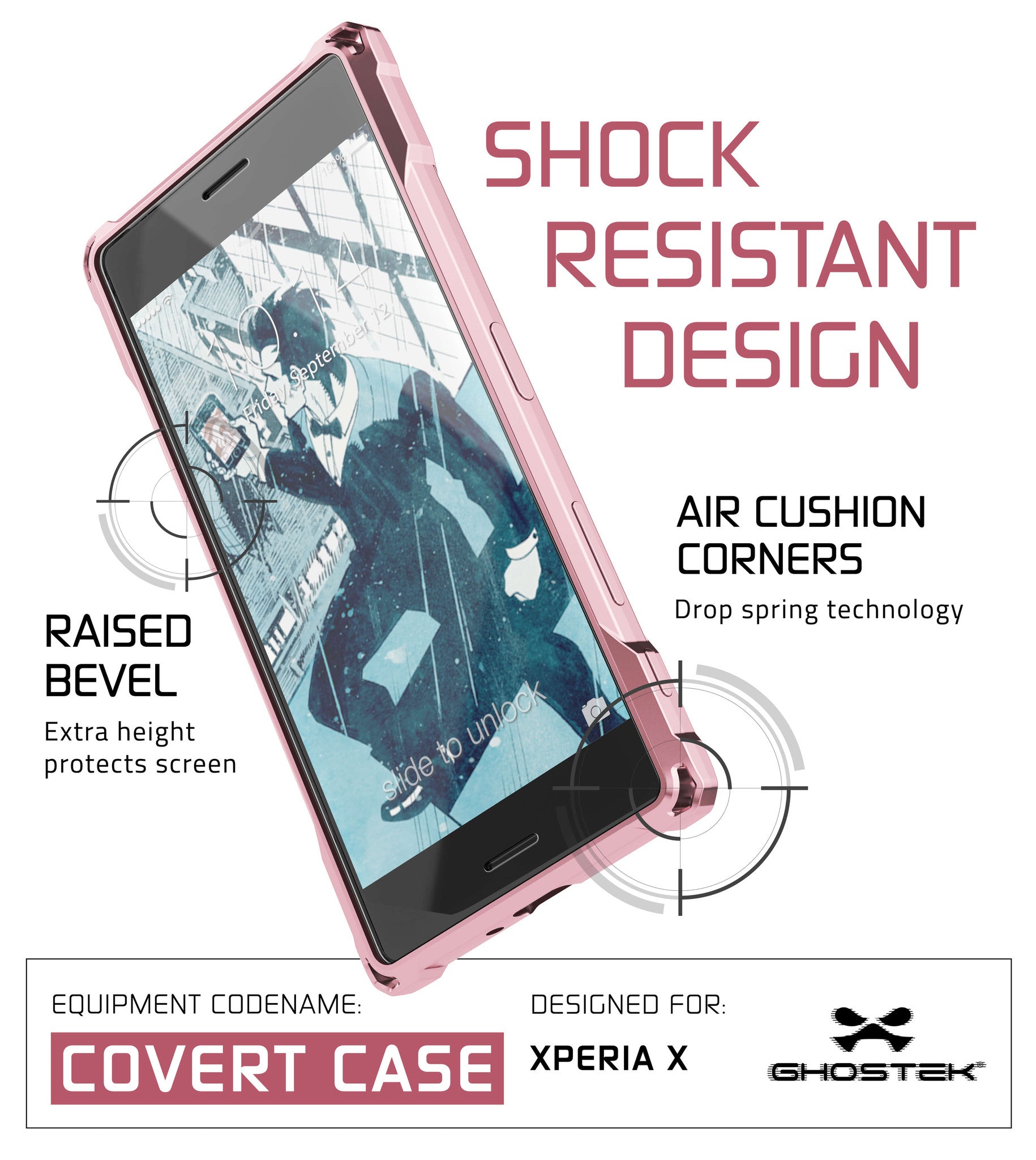 Xperia X Case, Ghostek® Covert Peach Seriesr | Clear TPU | Warranty | Screen Protector | Ultra Fit