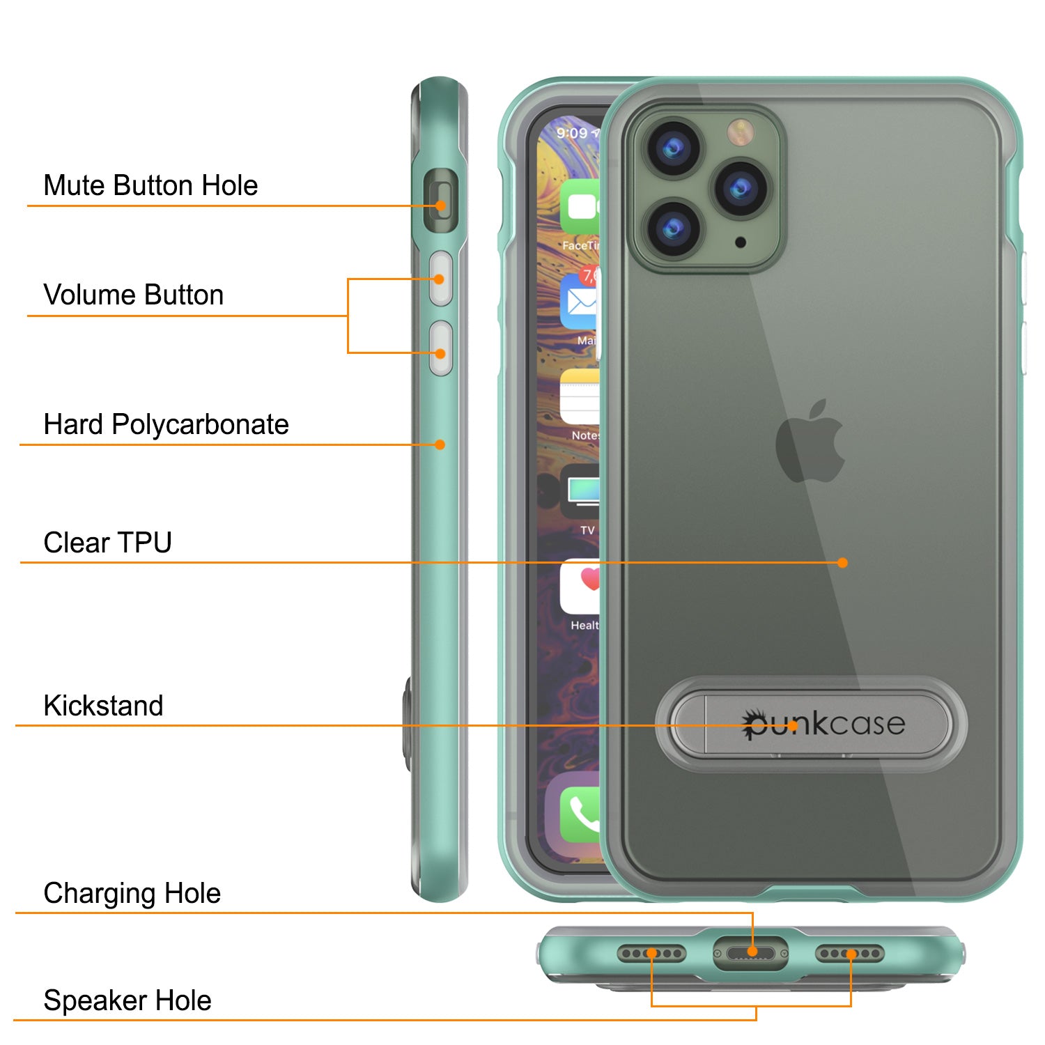 iPhone 11 Pro Case, PUNKcase [LUCID 3.0 Series] [Slim Fit] Armor Cover w/ Integrated Screen Protector [Teal]