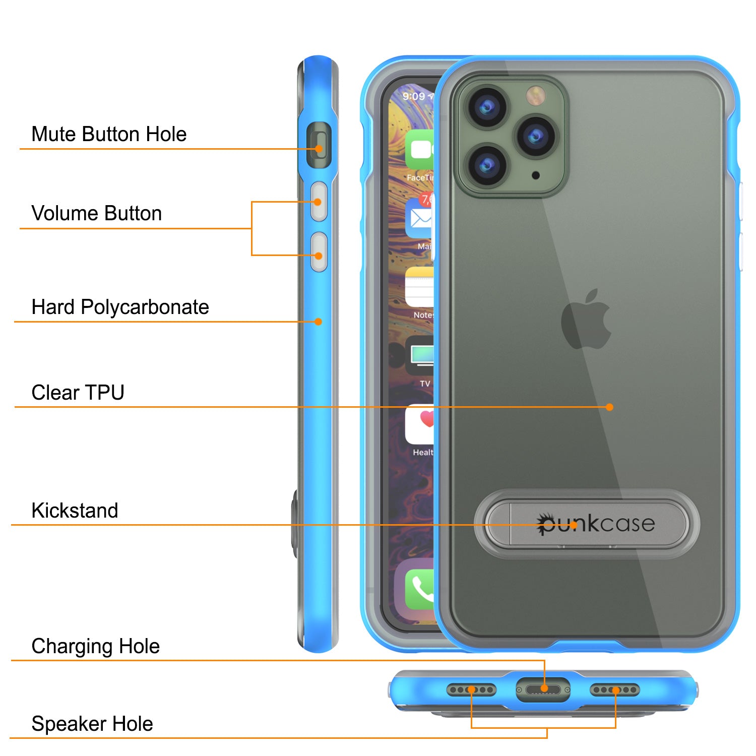 iPhone 11 Pro Case, PUNKcase [LUCID 3.0 Series] [Slim Fit] Armor Cover w/ Integrated Screen Protector [Blue]