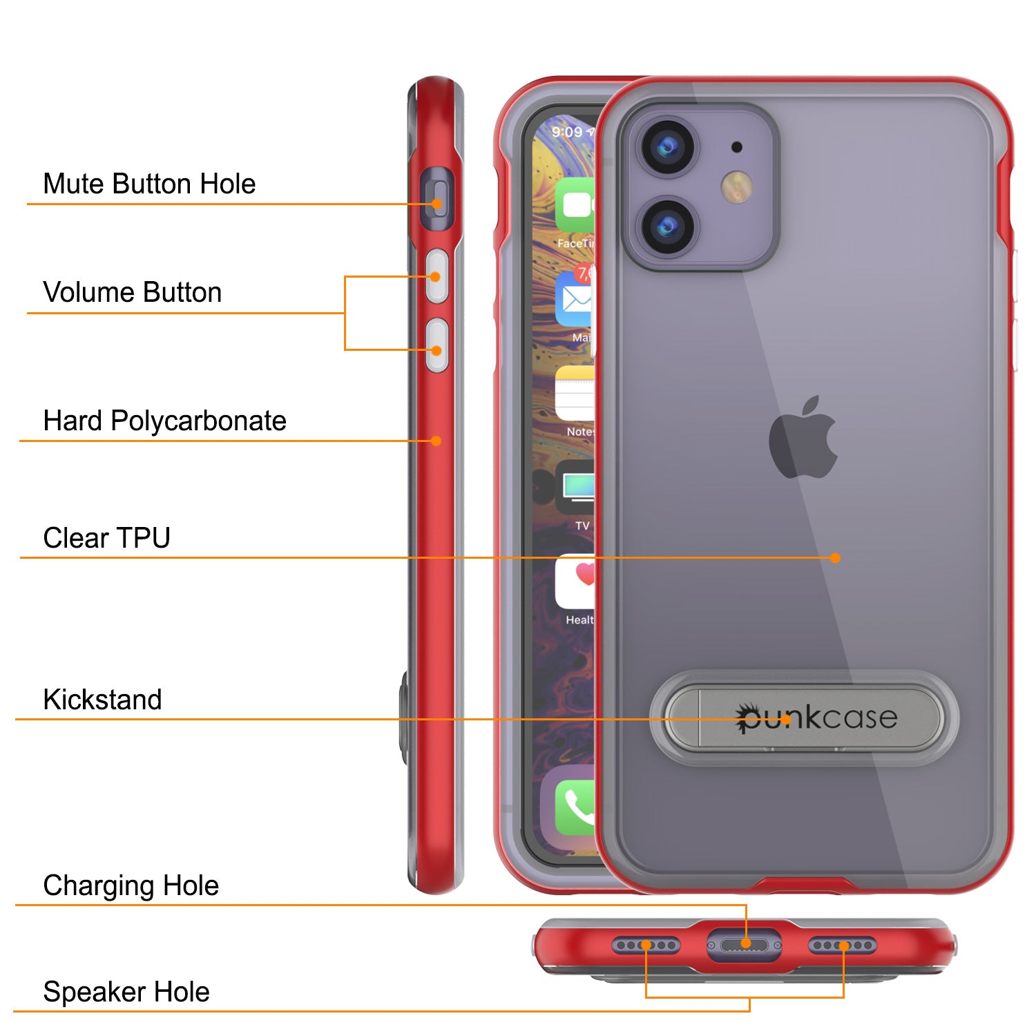 iPhone 11 Case, PUNKcase [LUCID 3.0 Series] [Slim Fit] Armor Cover w/ Integrated Screen Protector [Red]