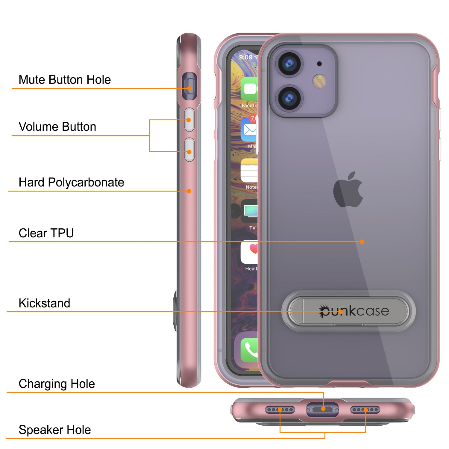 iPhone 11 Case, PUNKcase [LUCID 3.0 Series] [Slim Fit] Armor Cover w/ Integrated Screen Protector [Rose Gold]
