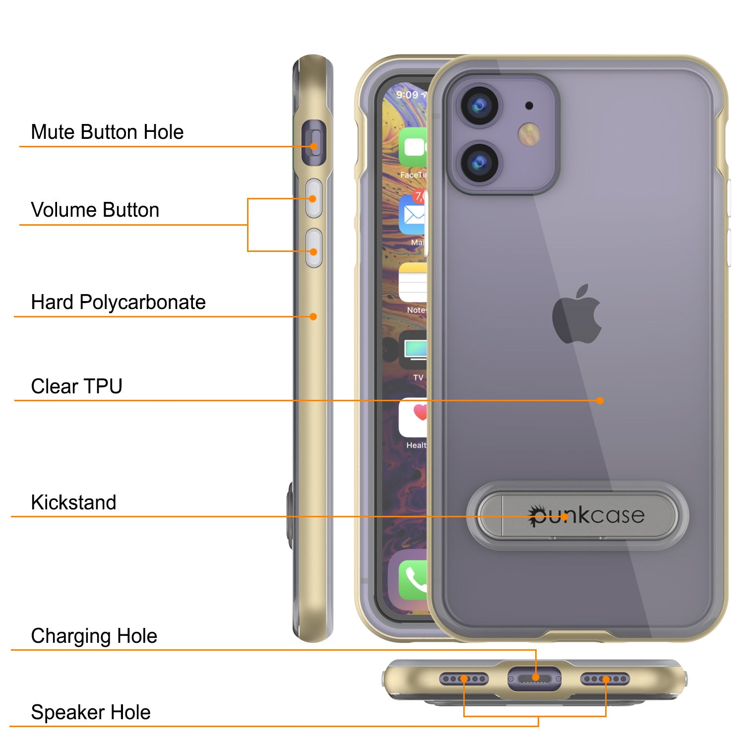 iPhone 11 Case, PUNKcase [LUCID 3.0 Series] [Slim Fit] Armor Cover w/ Integrated Screen Protector [Gold]