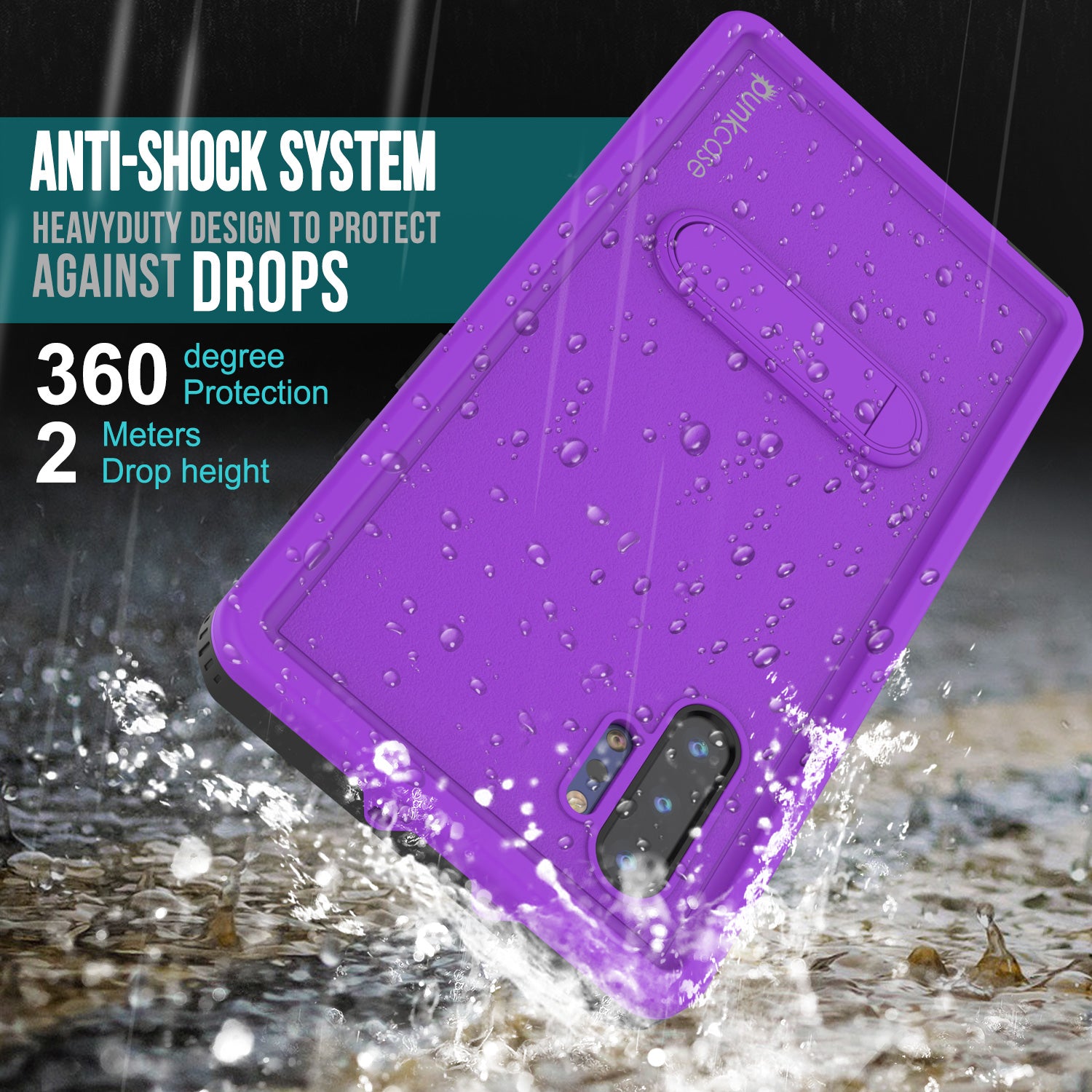 PunkCase Galaxy Note 10+ Plus Waterproof Case, [KickStud Series] Armor Cover [Purple]