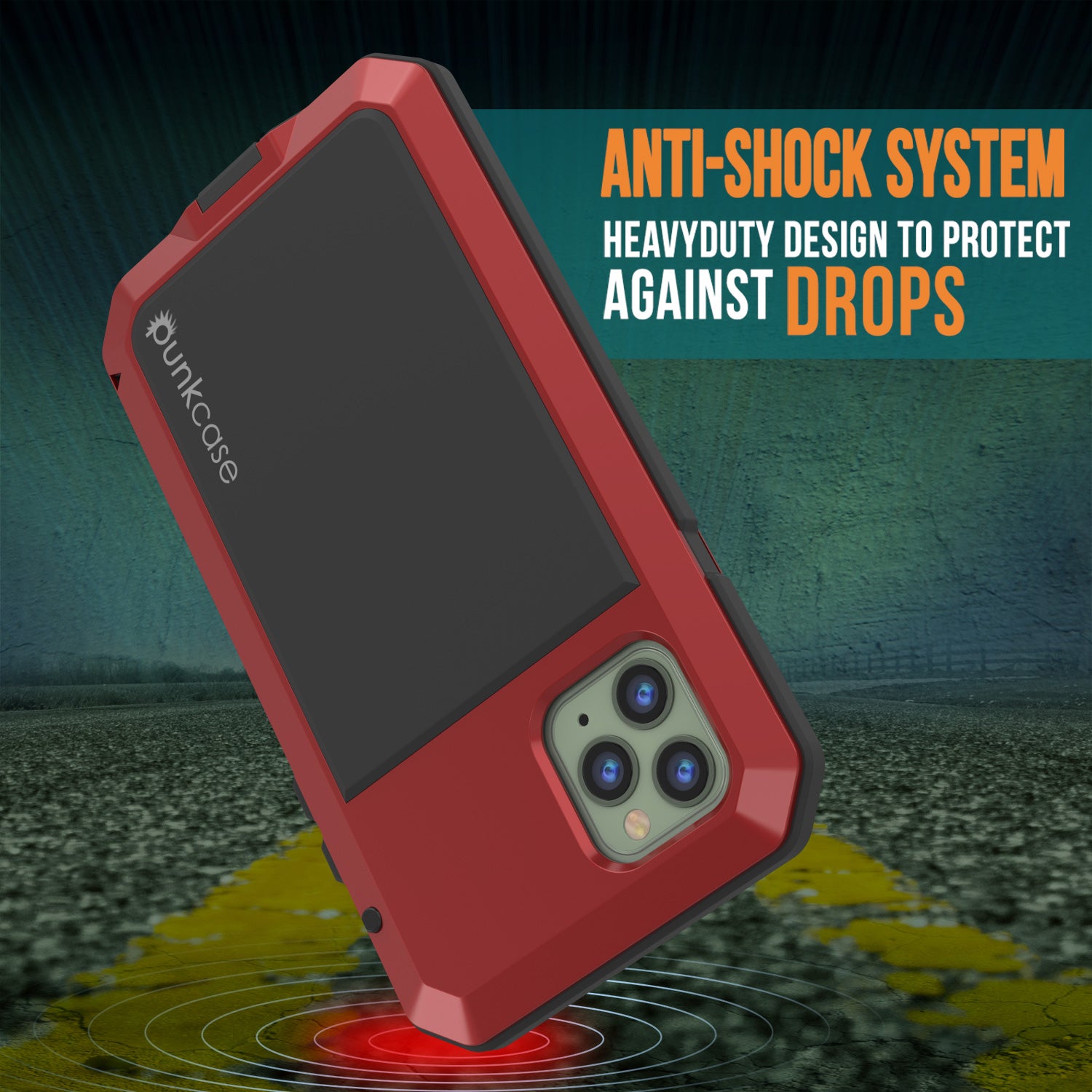 iPhone 11 Pro Max Metal Case, Heavy Duty Military Grade Armor Cover [shock proof] Full Body Hard [Red]