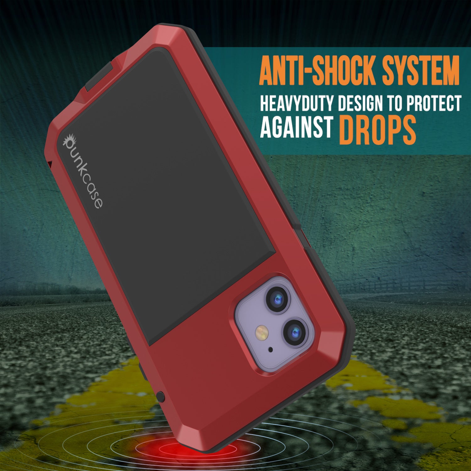 iPhone 11 Metal Case, Heavy Duty Military Grade Armor Cover [shock proof] Full Body Hard [Red]