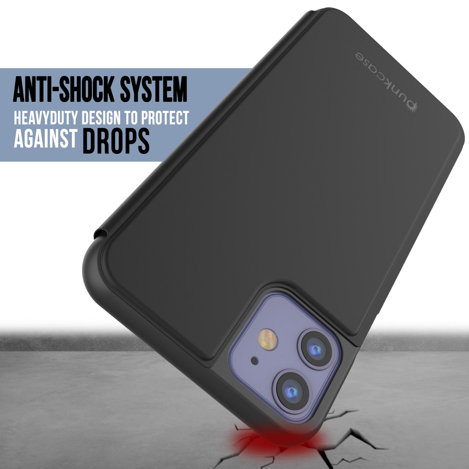 Punkcase iPhone 11 Reflector Case Protective Flip Cover [Black]