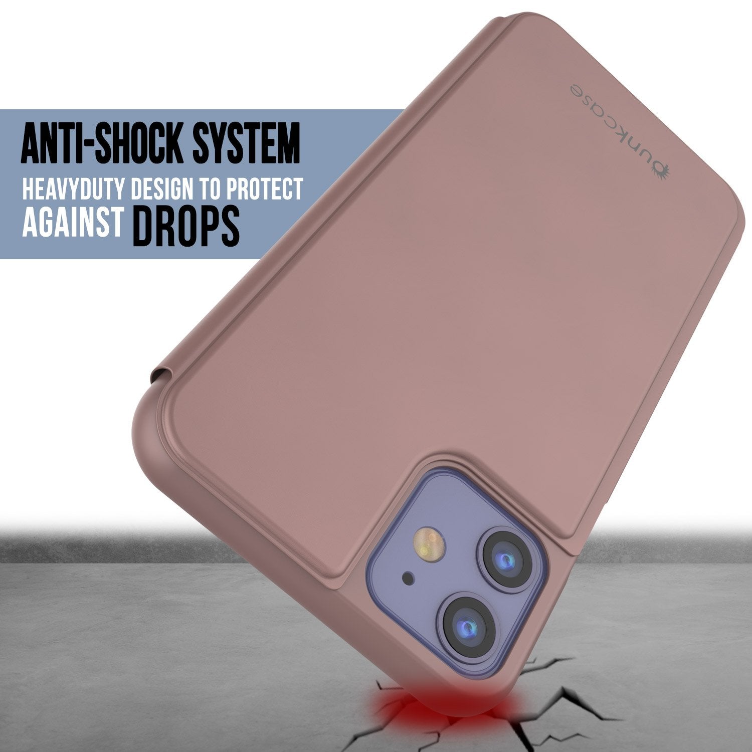 Punkcase iPhone 11 Pro Max Reflector Case Protective Flip Cover [Rose]